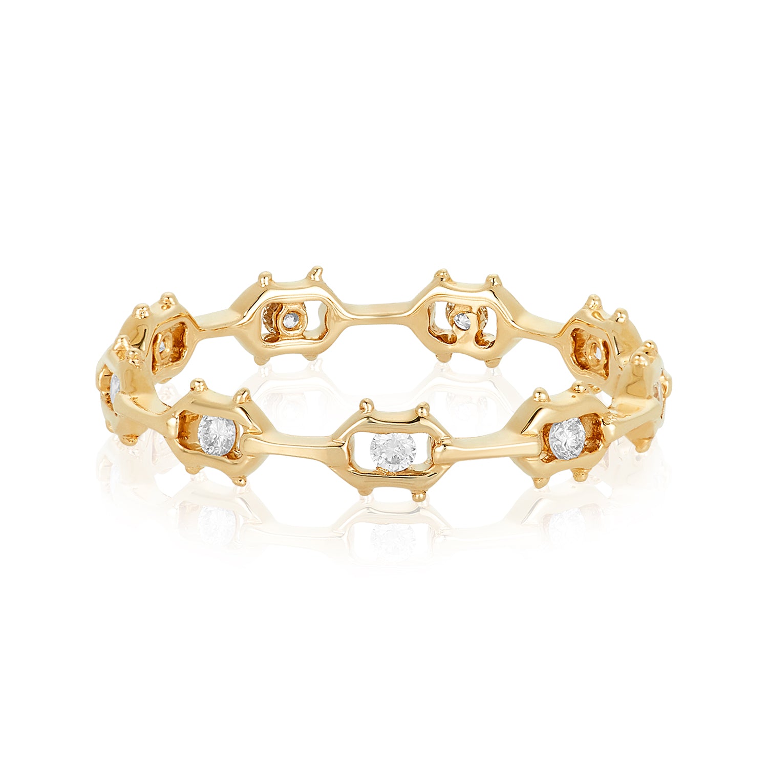 Rectangle Diamond Evil Eye Ring