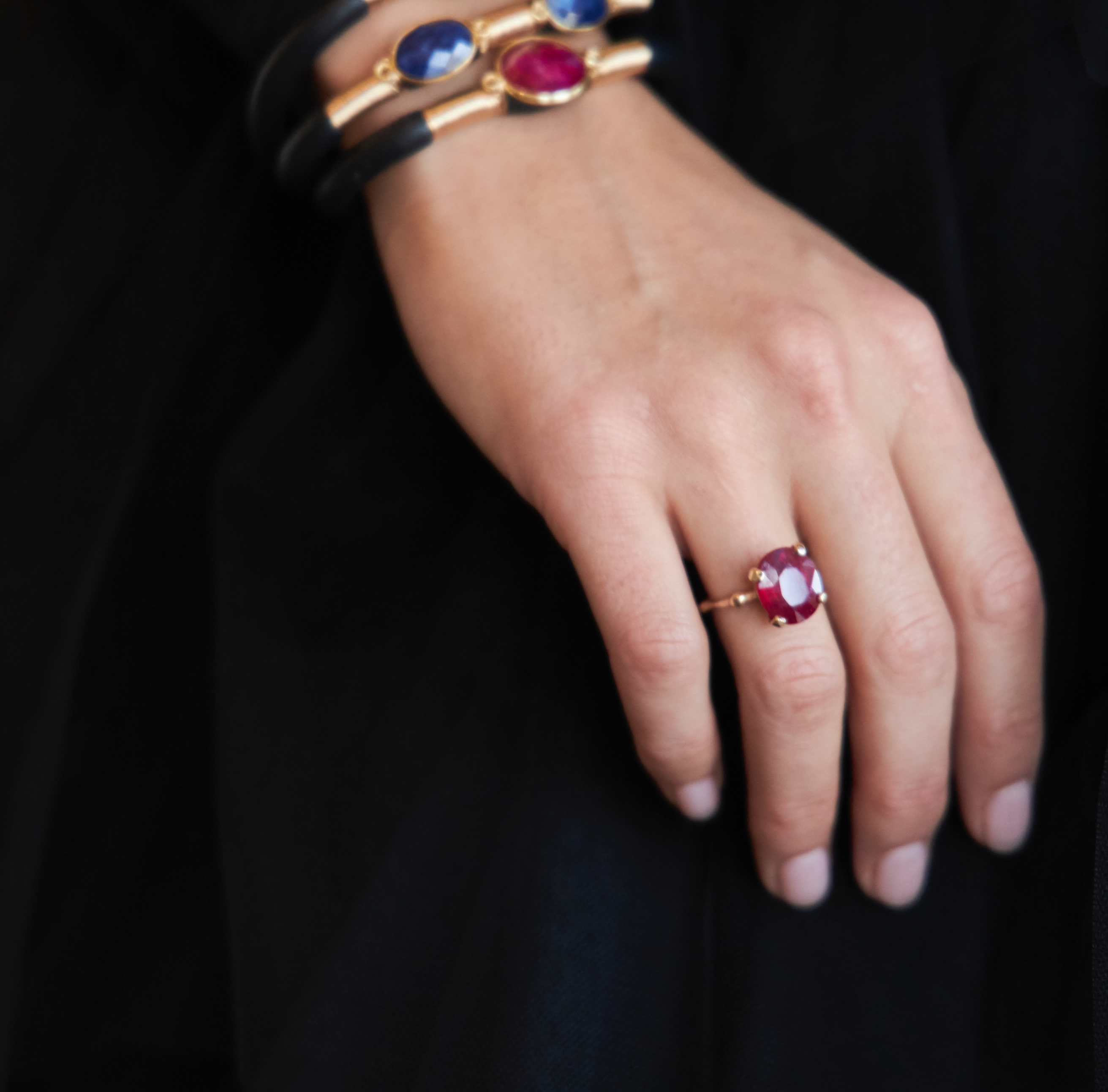 Ruby Bamboo Ring- 14k Gold