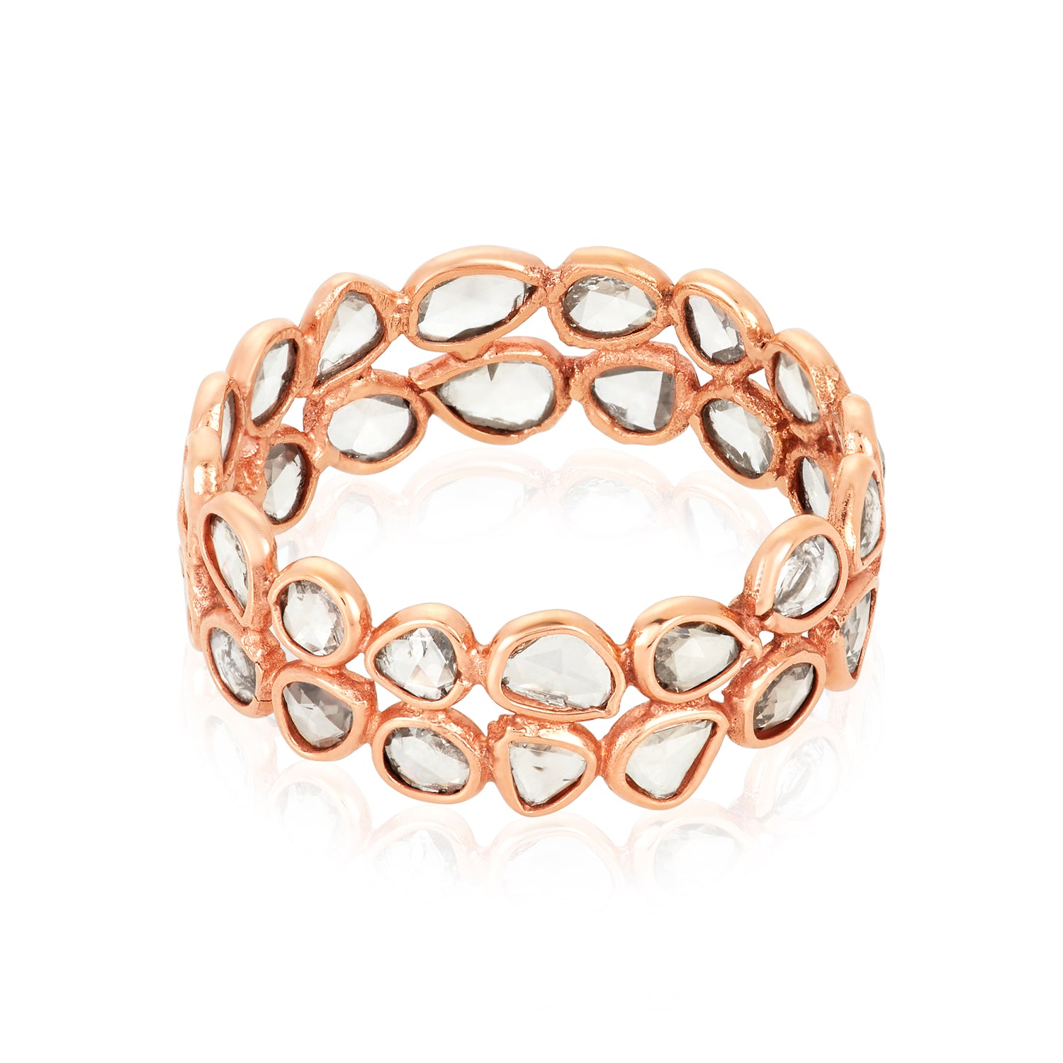 Double Row Diamond Slice Ring