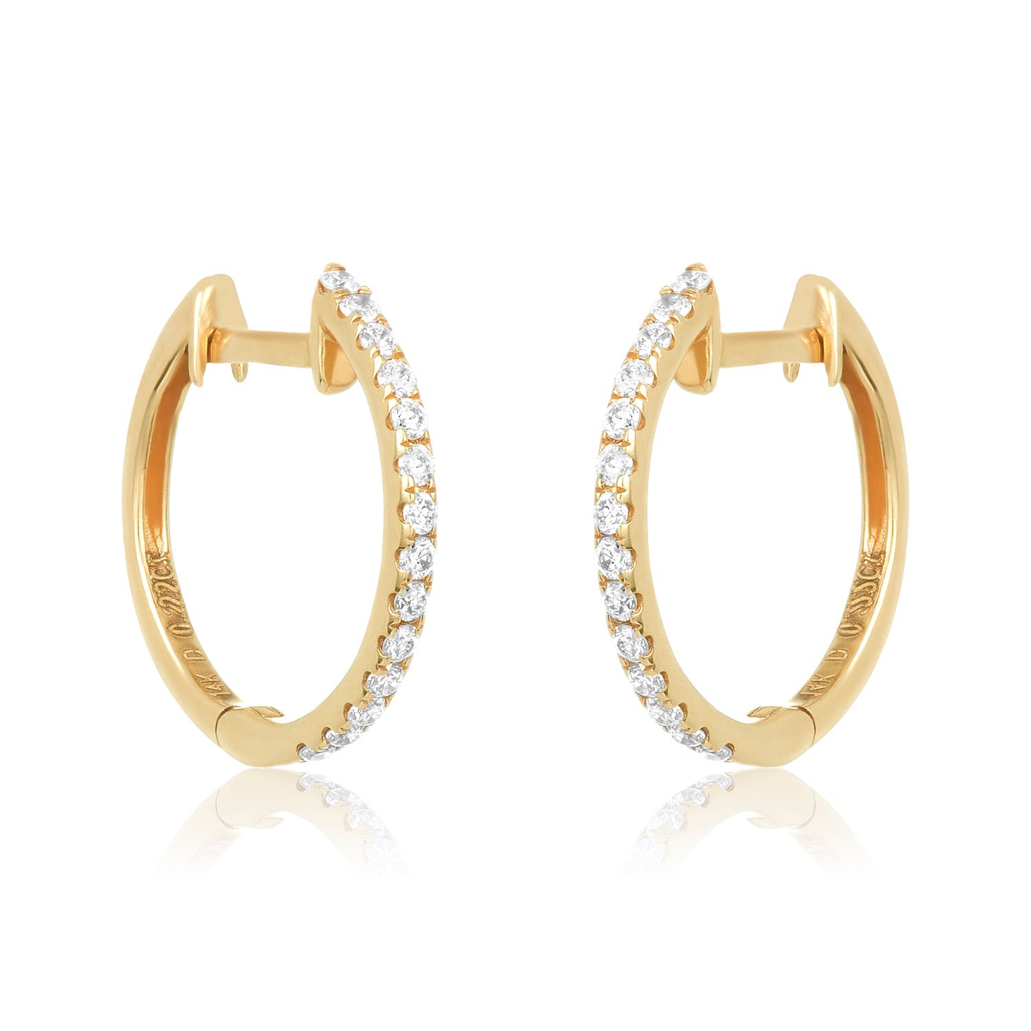 Diamond Huggers In Yellow Or White Gold-15mm or 20mm