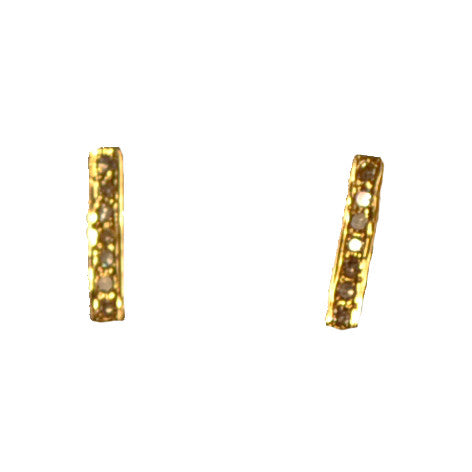 Pave diamond bar gold studs