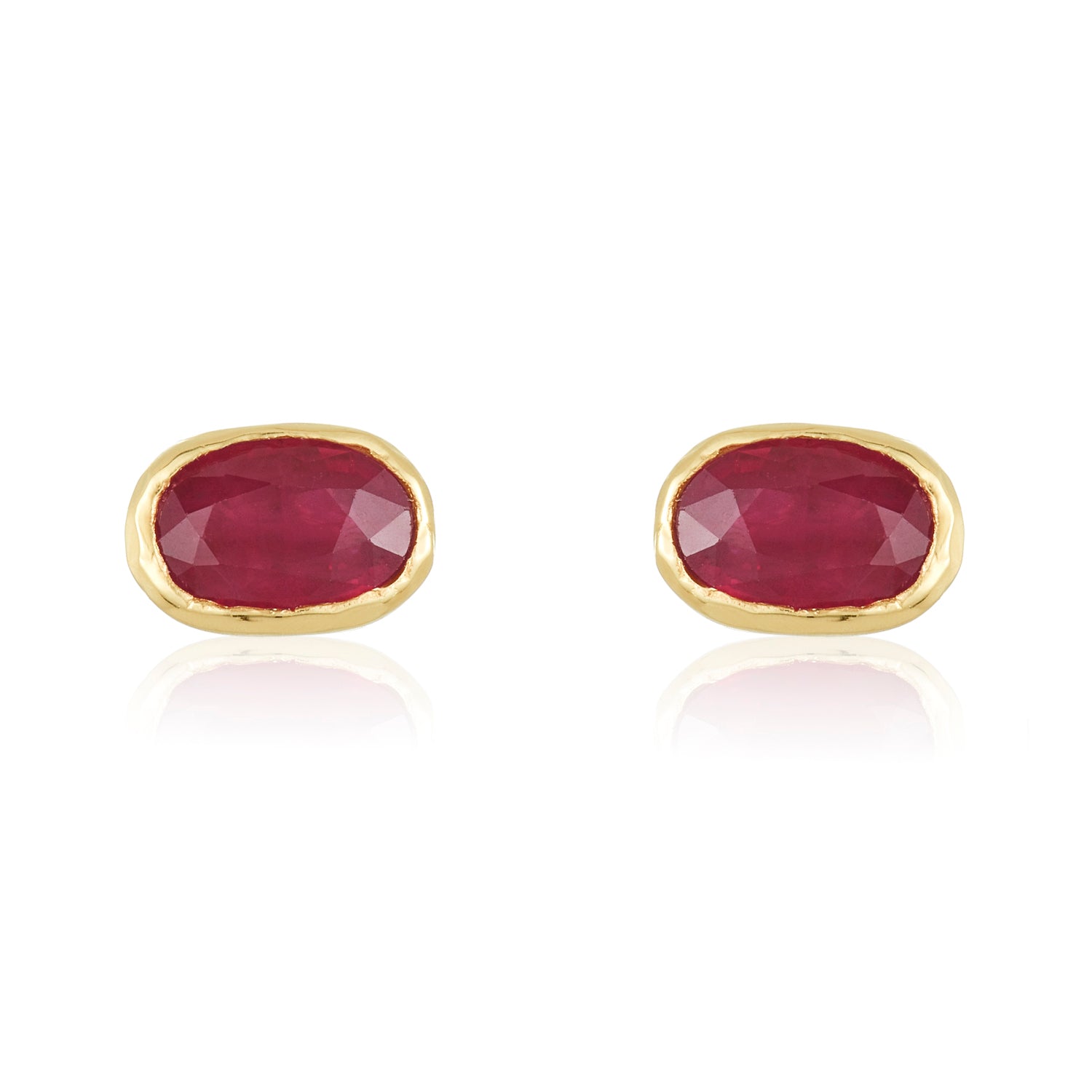 Bezel set Ruby gold studs