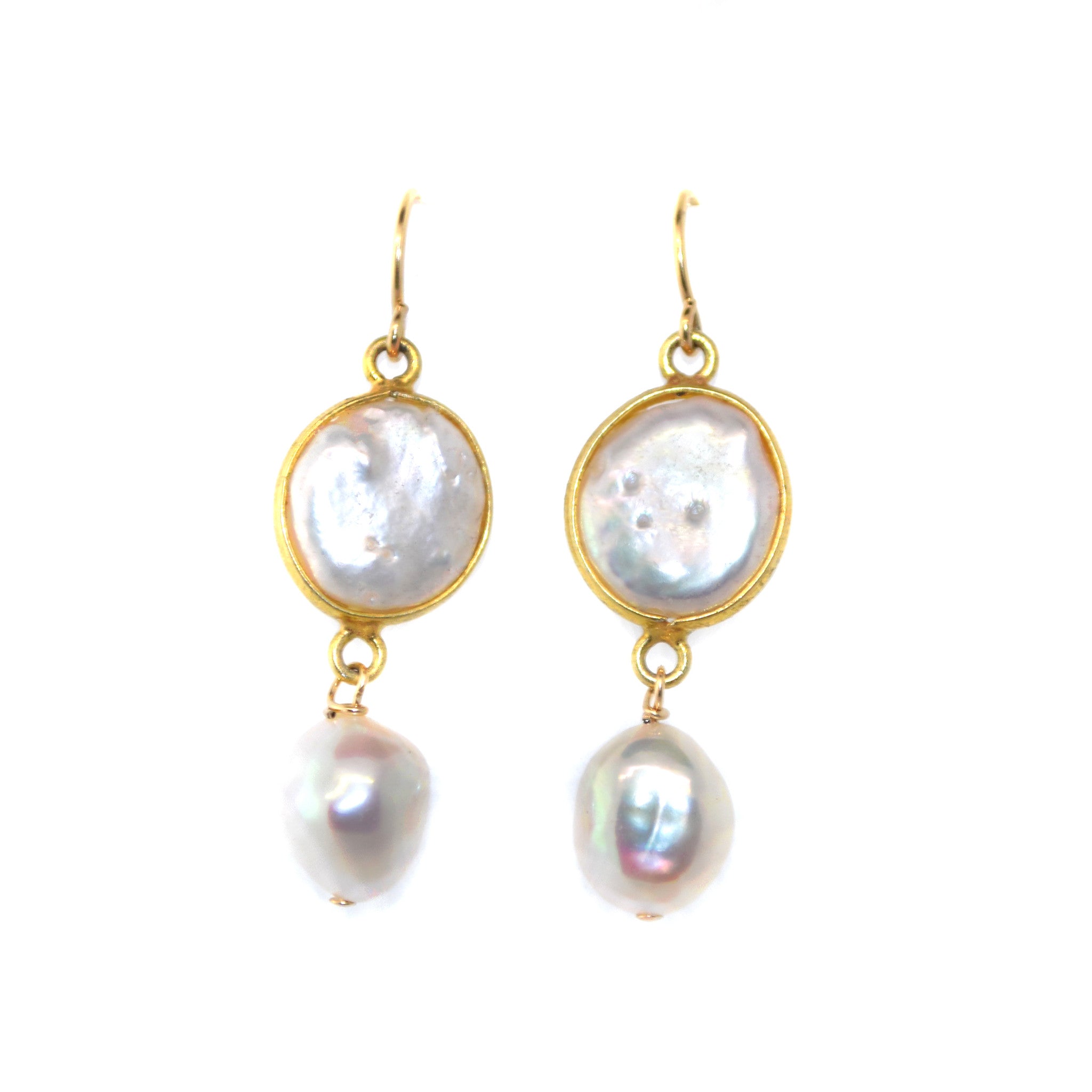 Circle Pearl Drop Earrings
