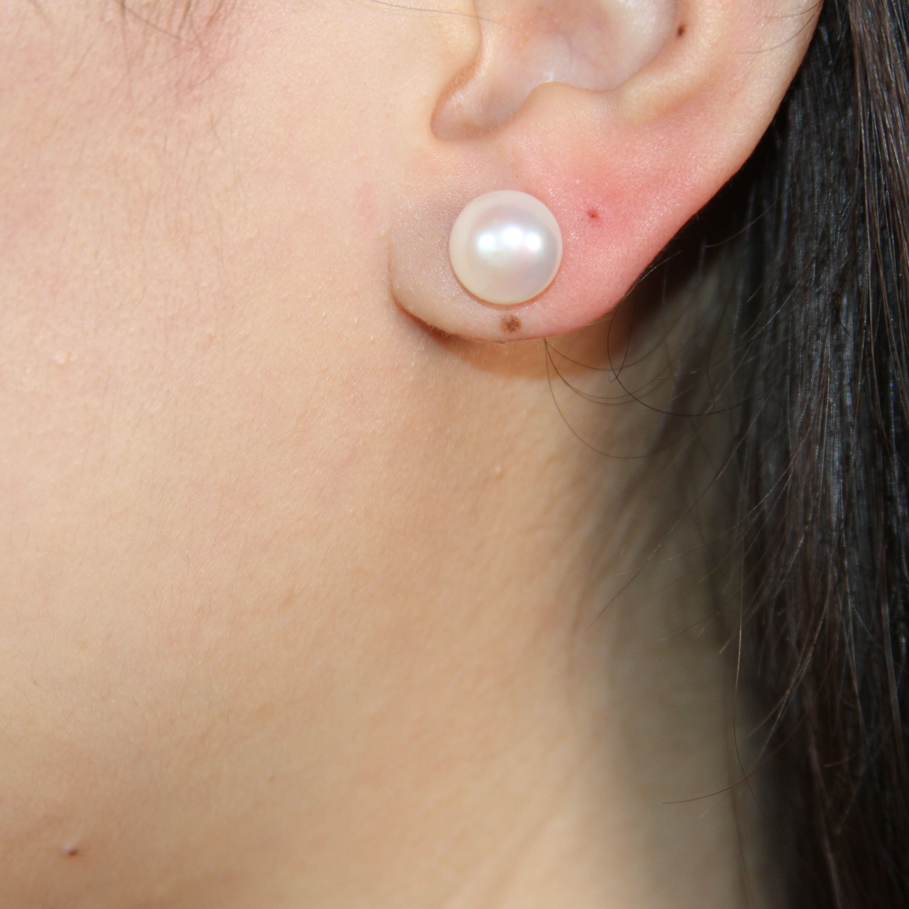 Perfect Round Fresh Water Pearl Studs-14k