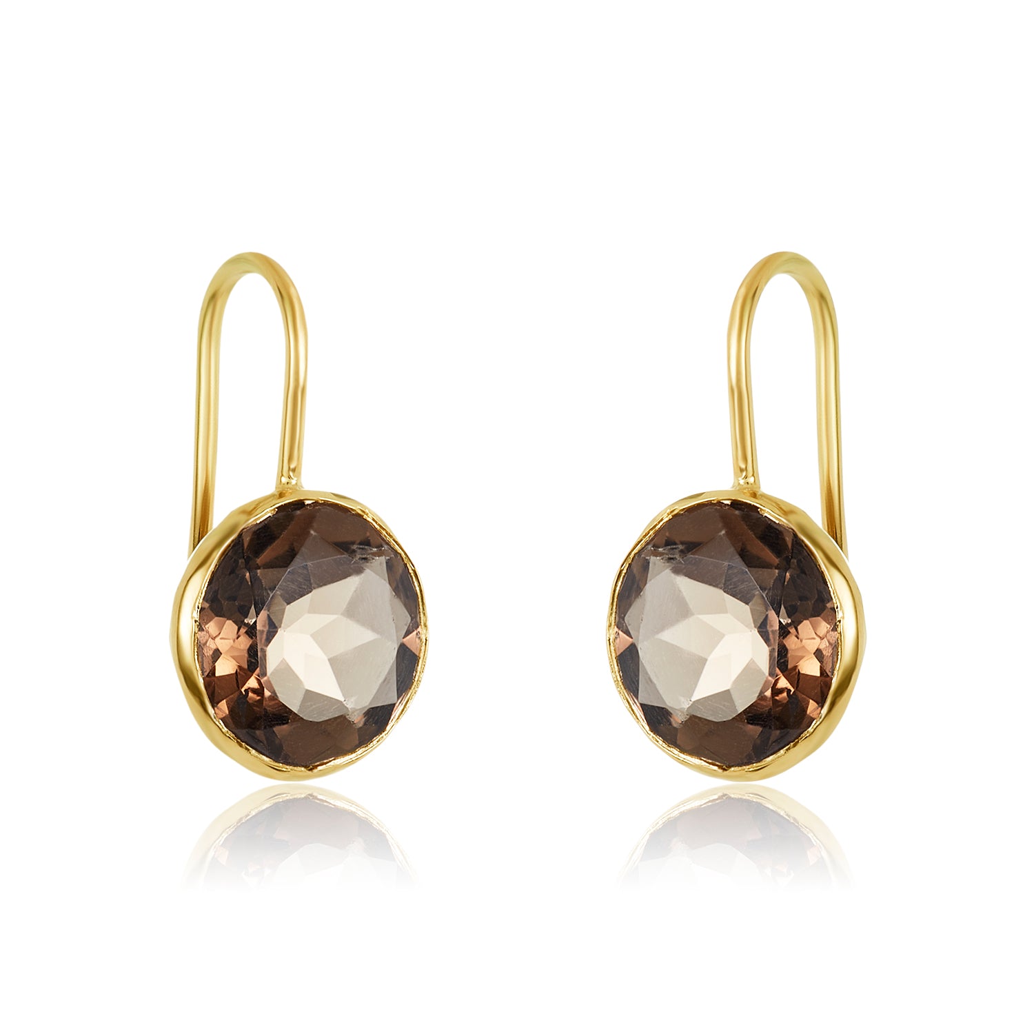 Smoky Quartz Drip Drops in Gold
