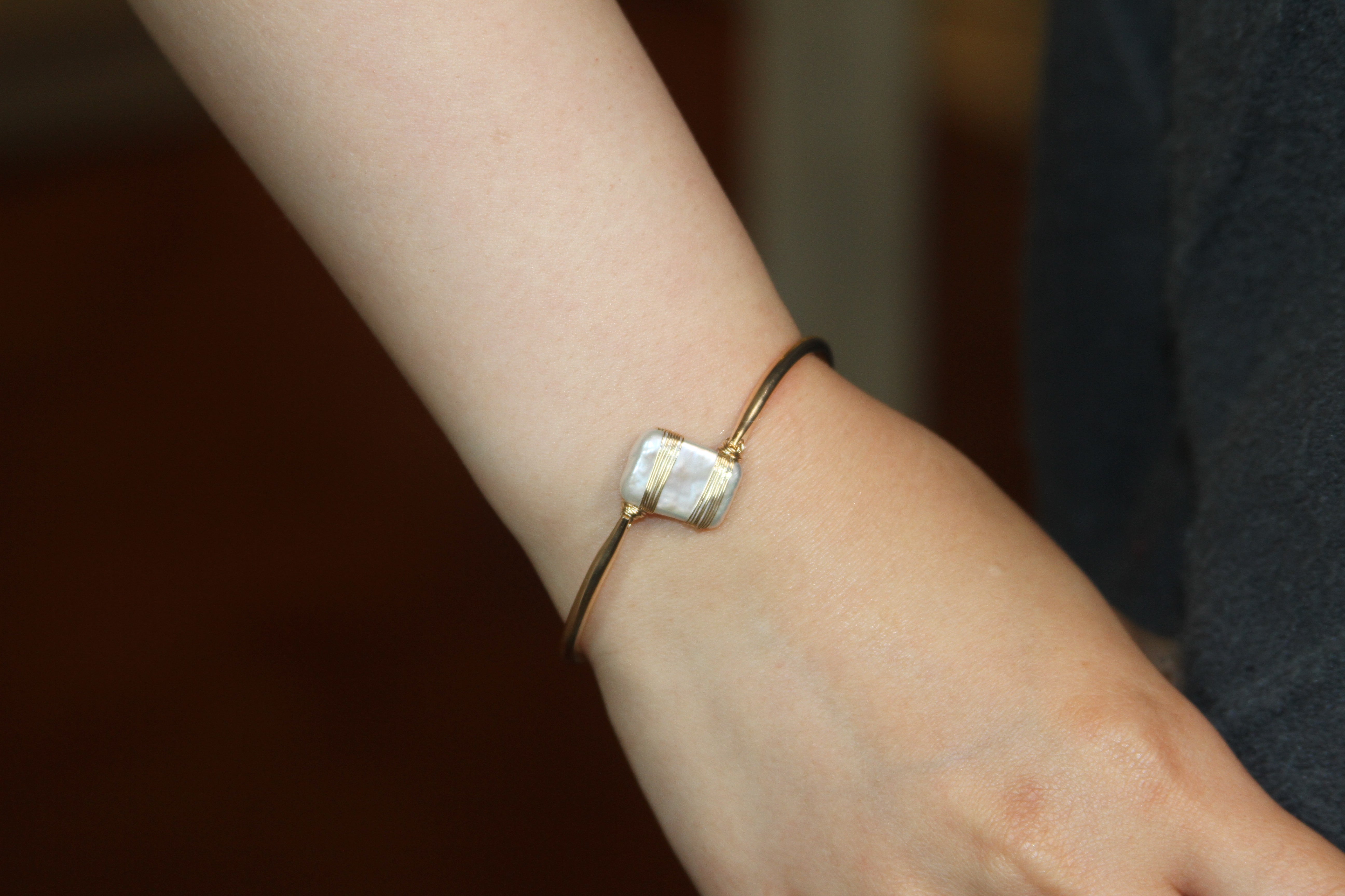 Double Wired Pearl Bangle