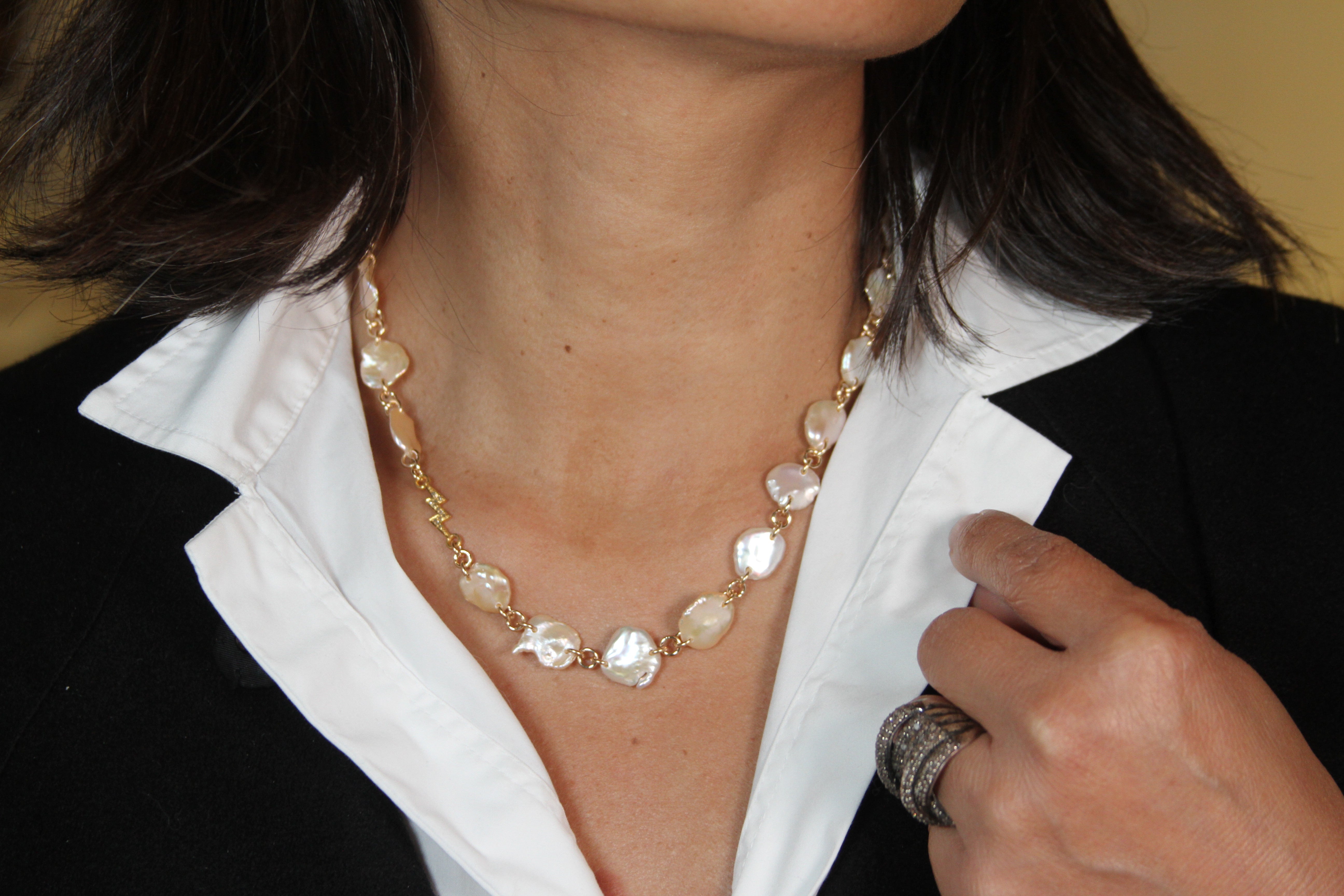 Keshi Pearl Lightning Necklace
