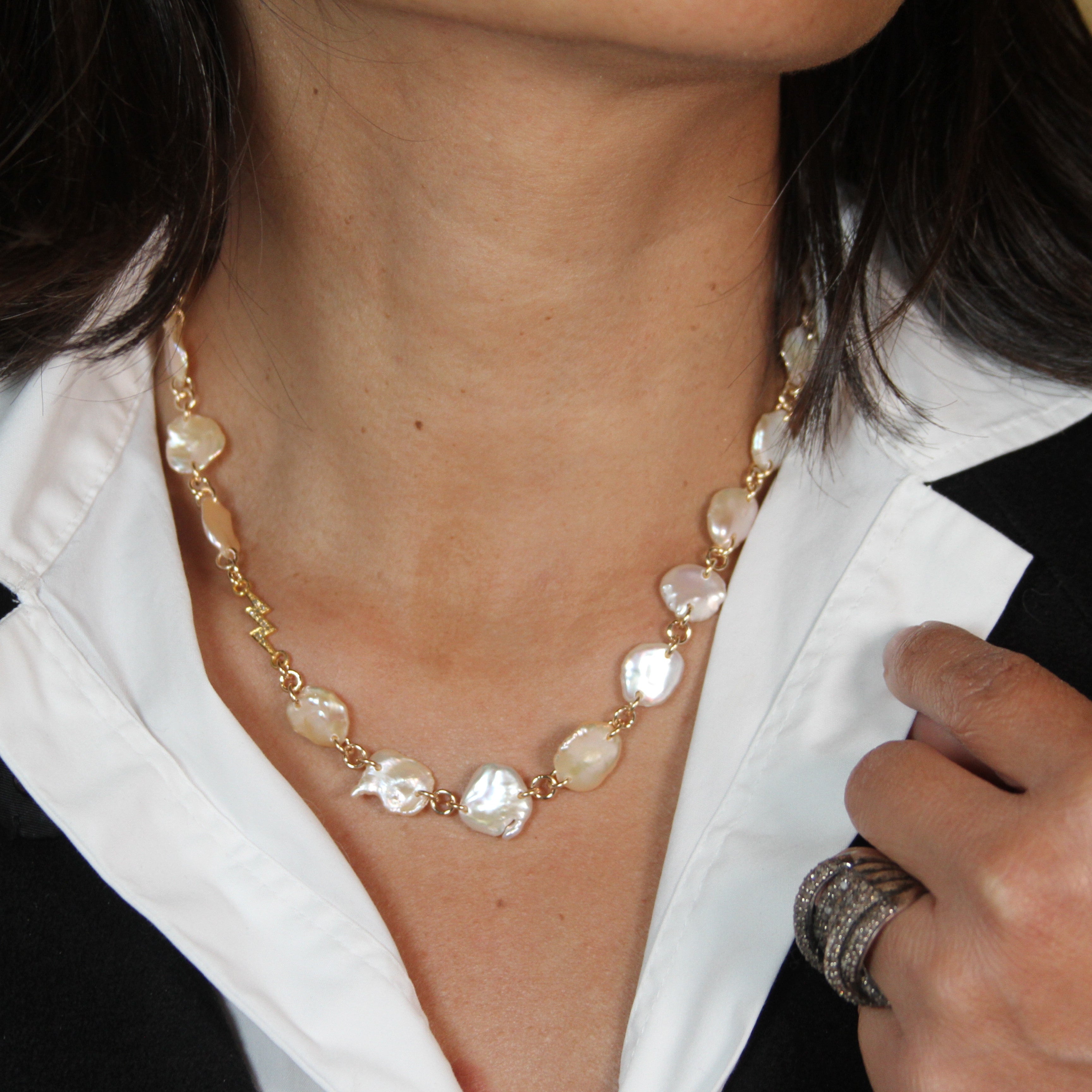 Keshi Pearl Lightning Necklace