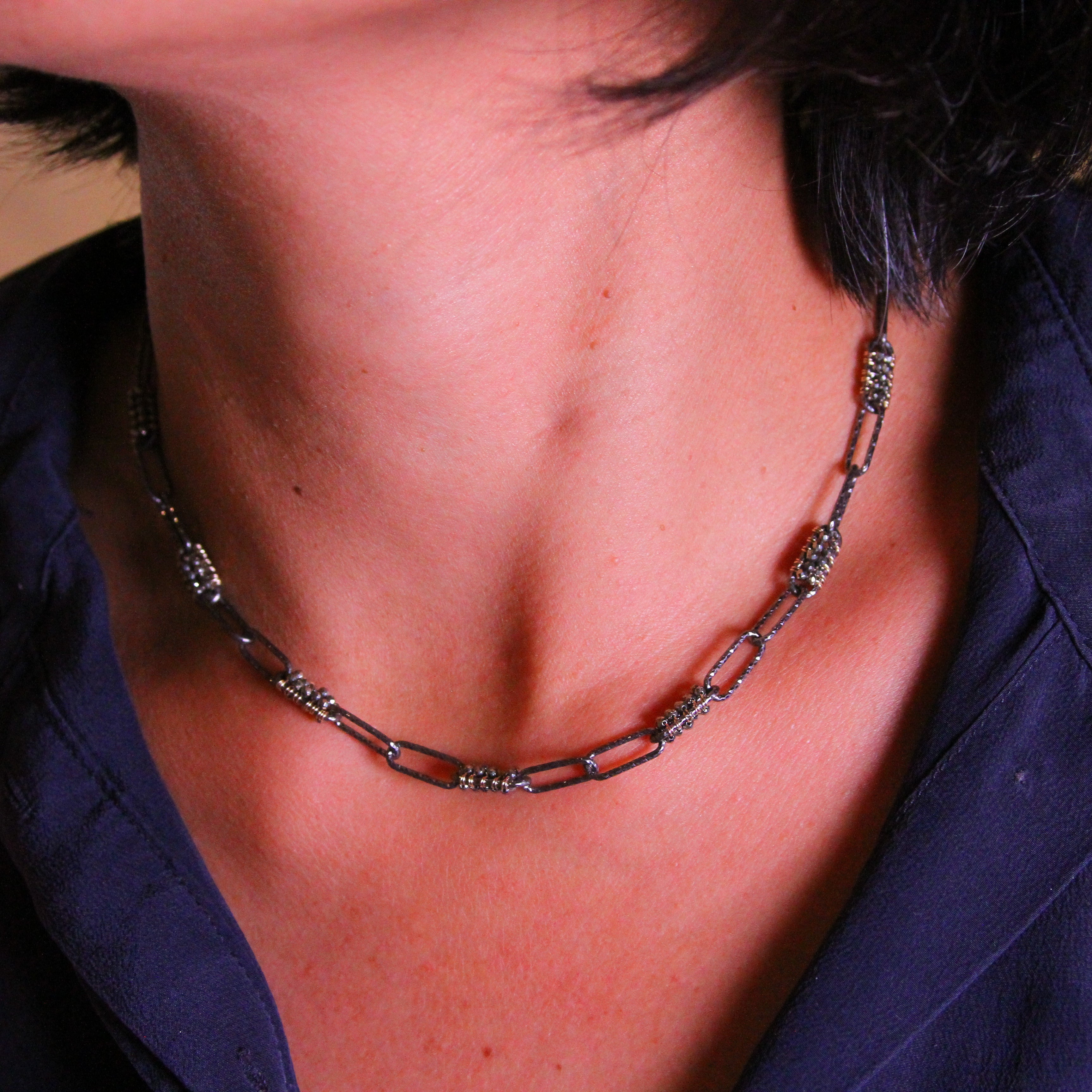 Polina Silver Necklace-Pyrite