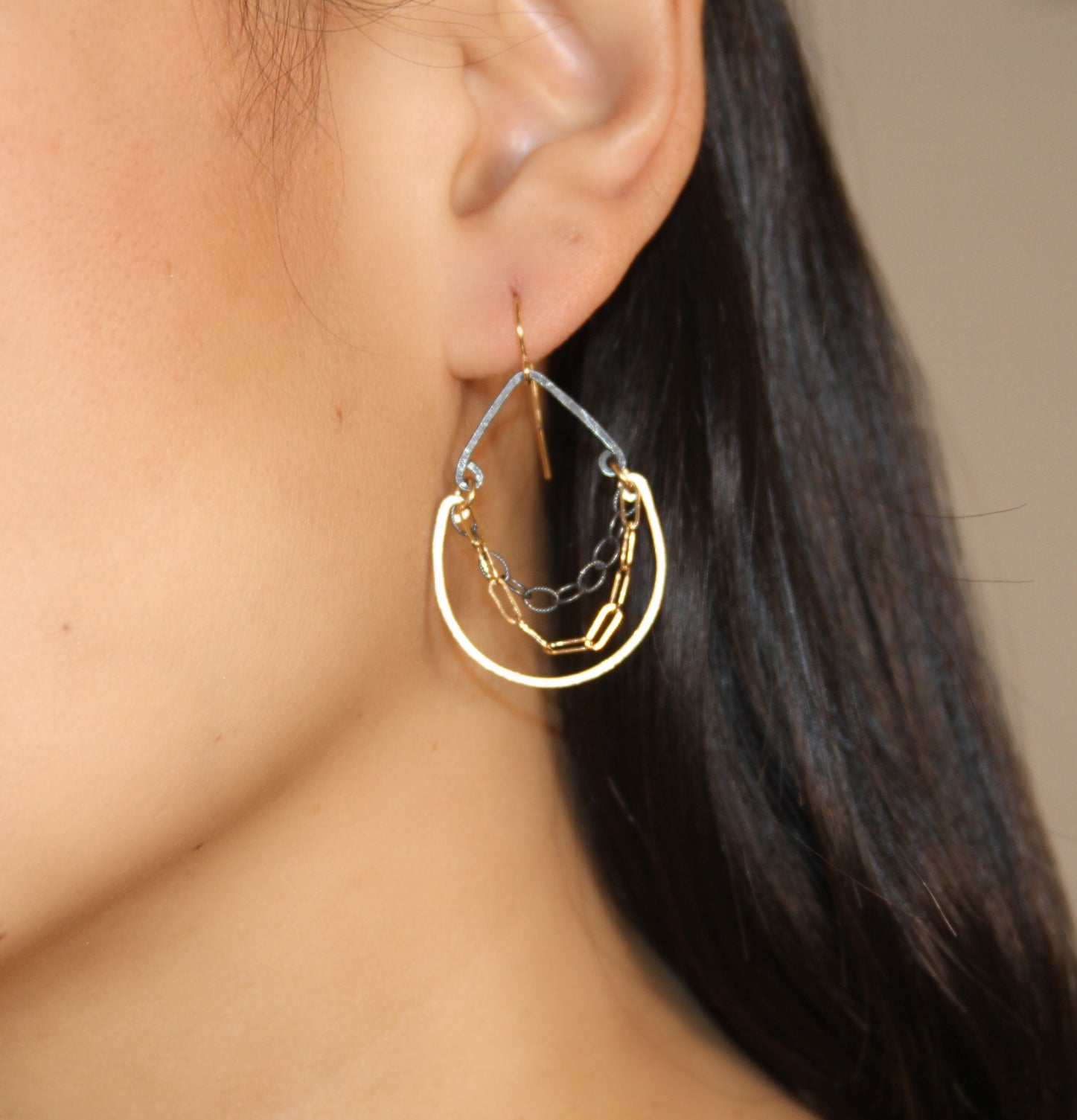 Mixed Metal Chandelier Earrings