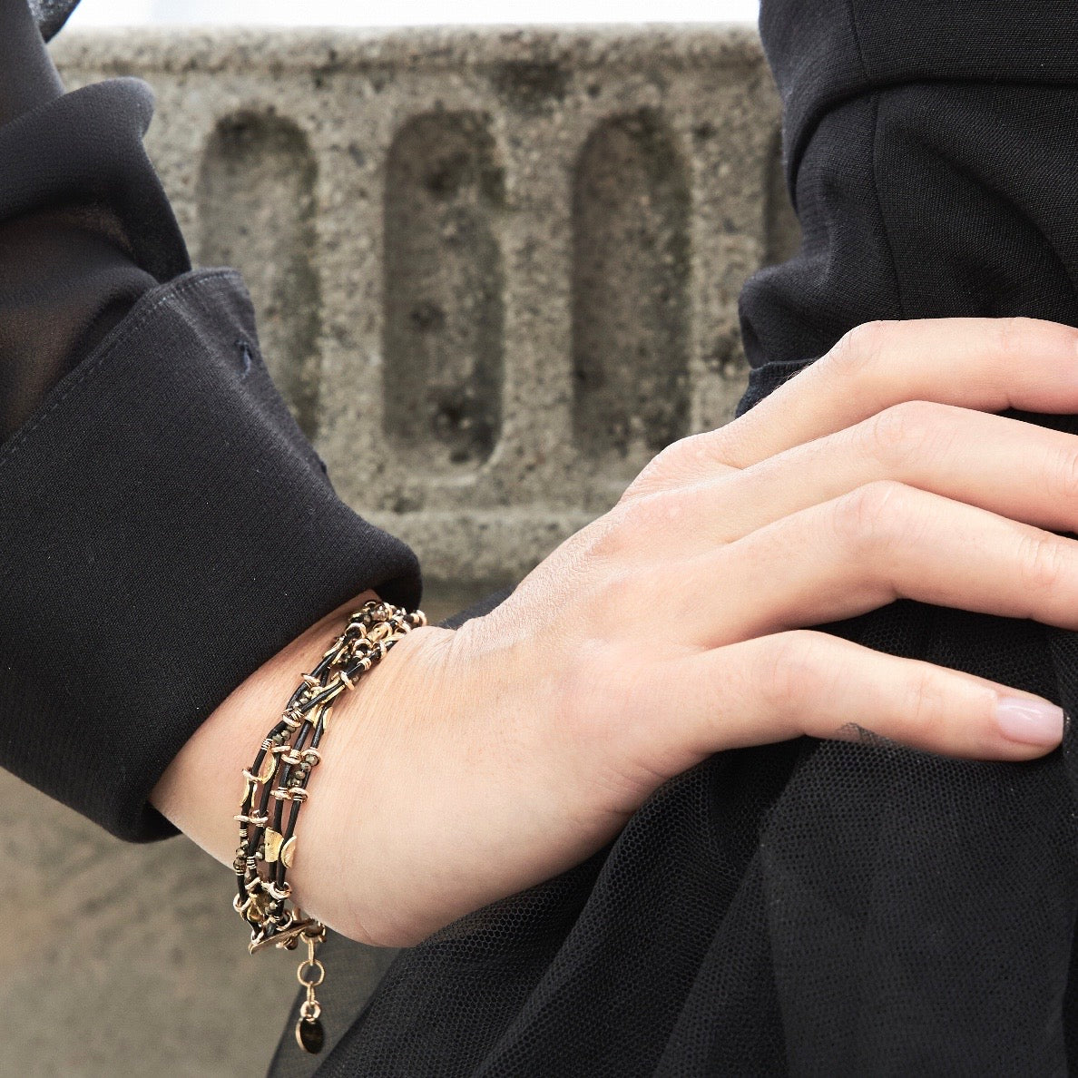 Trio Half Moon Leather Bracelet