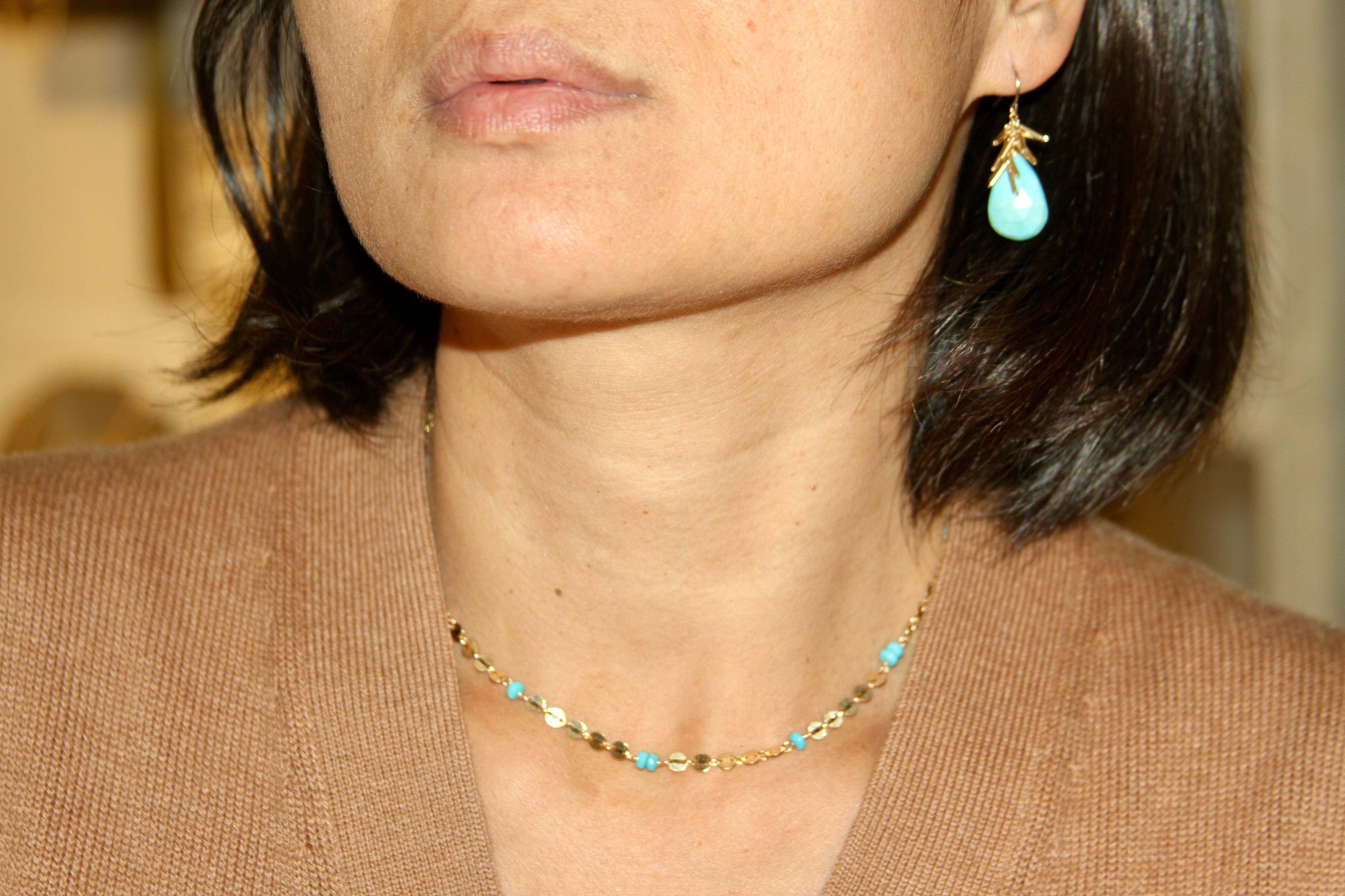 Turquoise Gold Disc Necklace