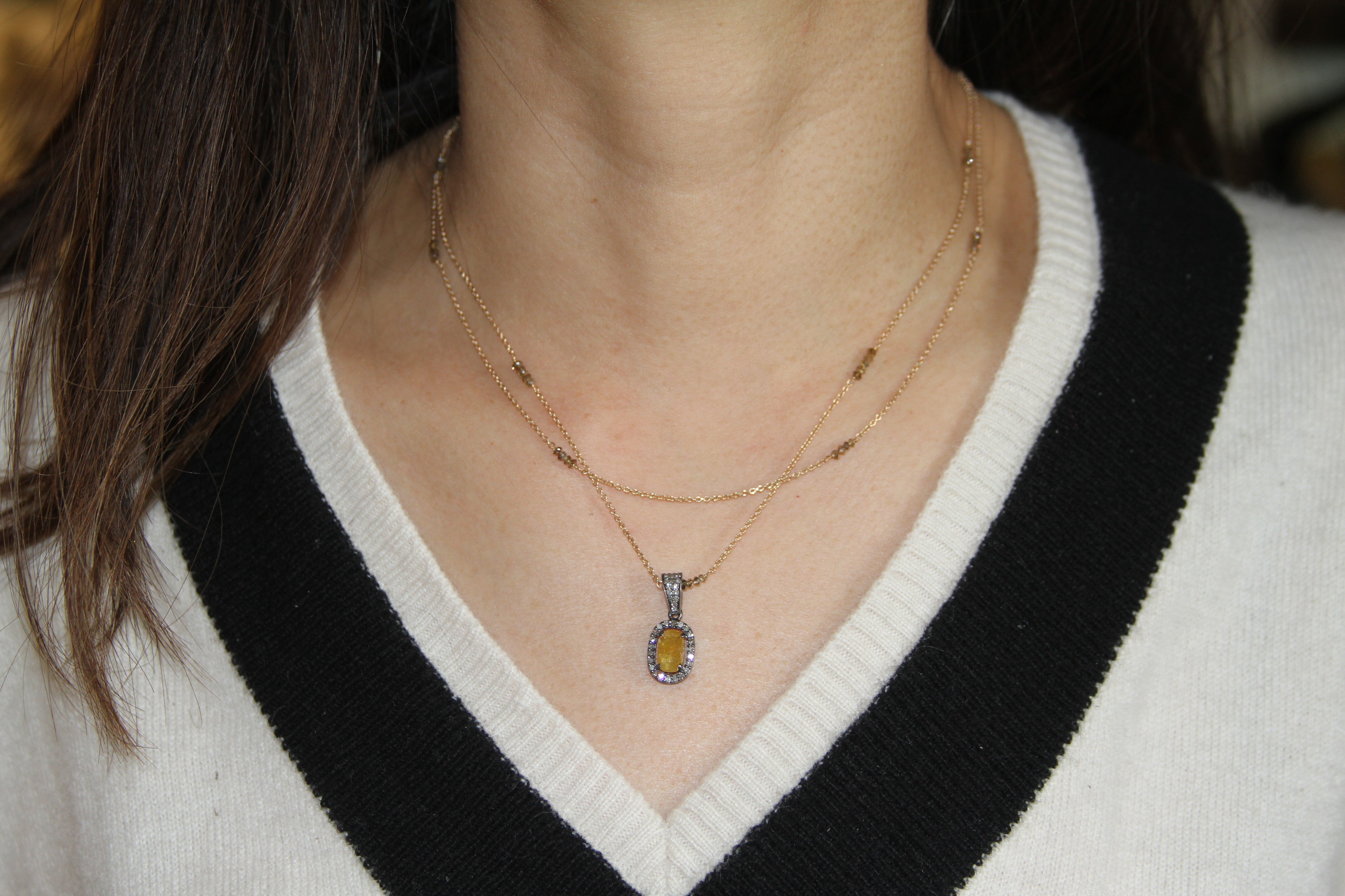 Double Strand In Brown Diamond -14k