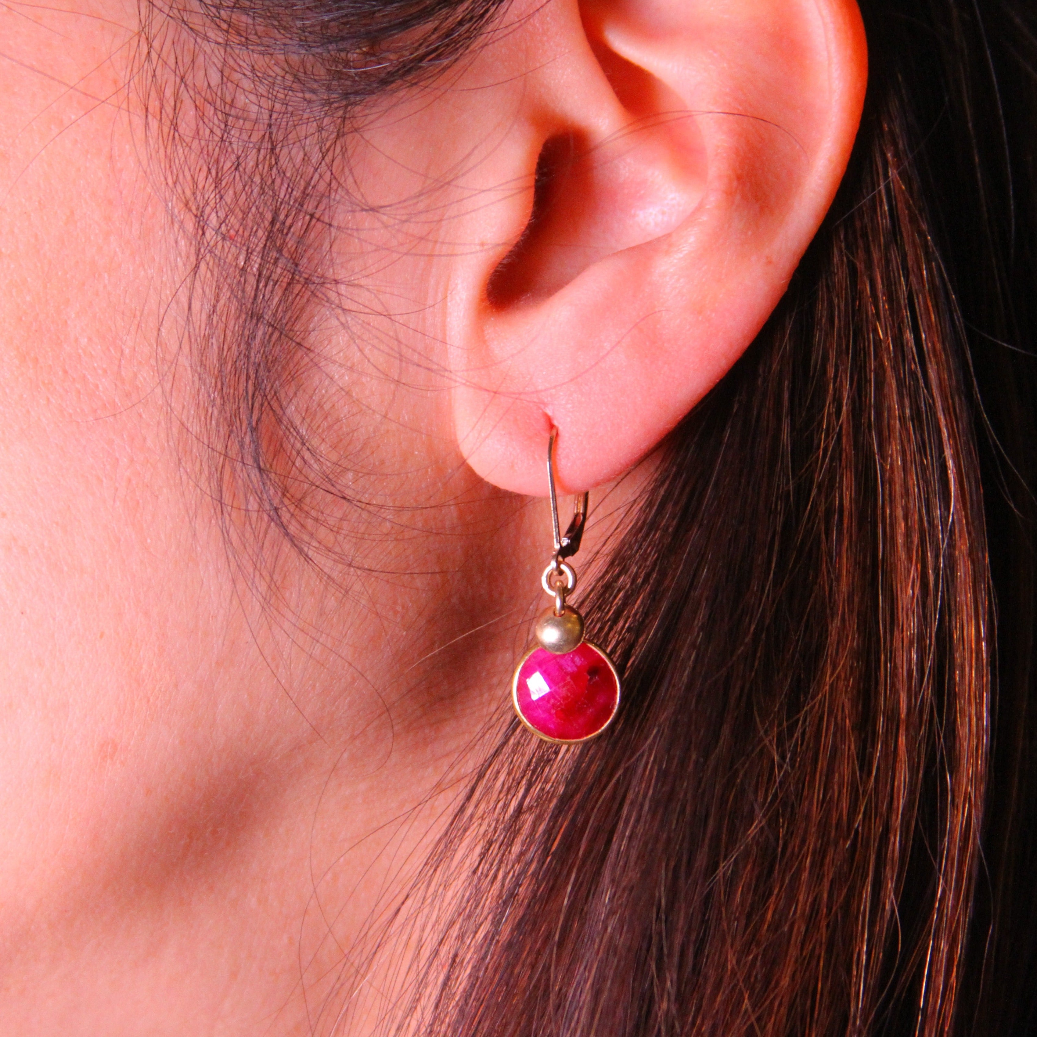 Ruby Bezel Earrings