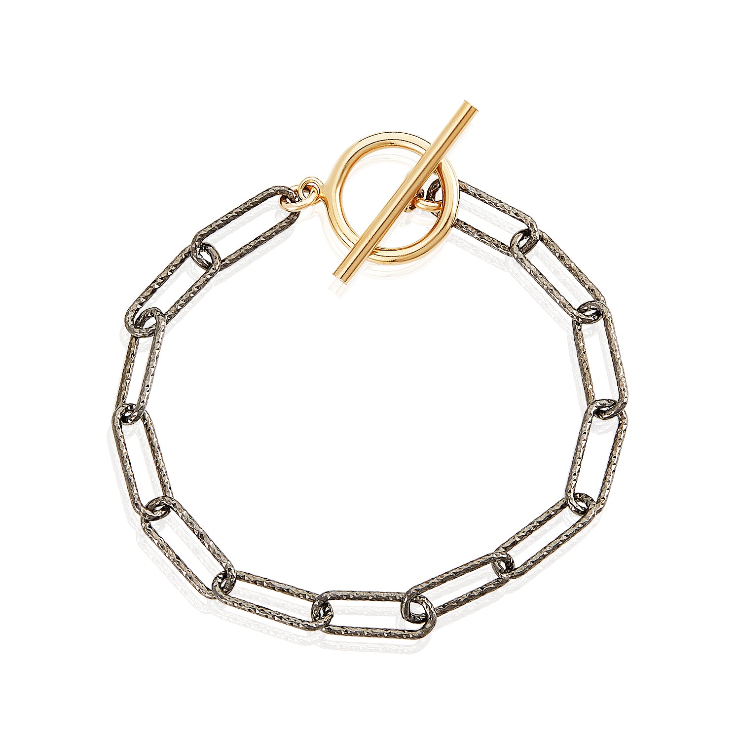 Mixed Metal Paperclip Toggle Bracelet