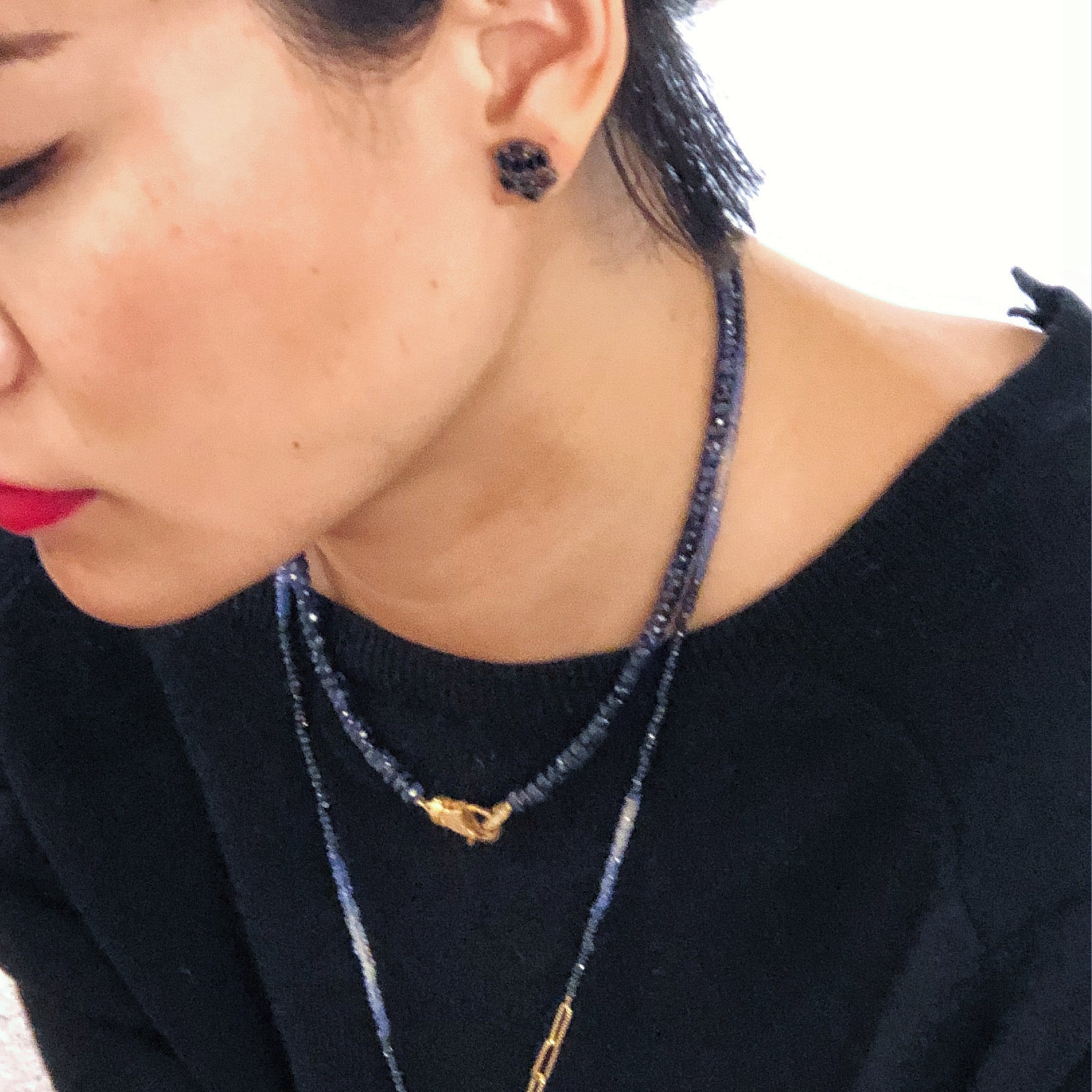 Kyanite Diamond Lock Necklace
