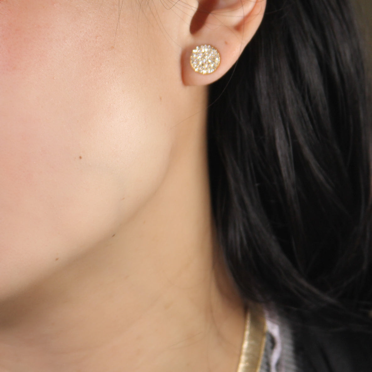 Diamond Flat Disc Studs 14k