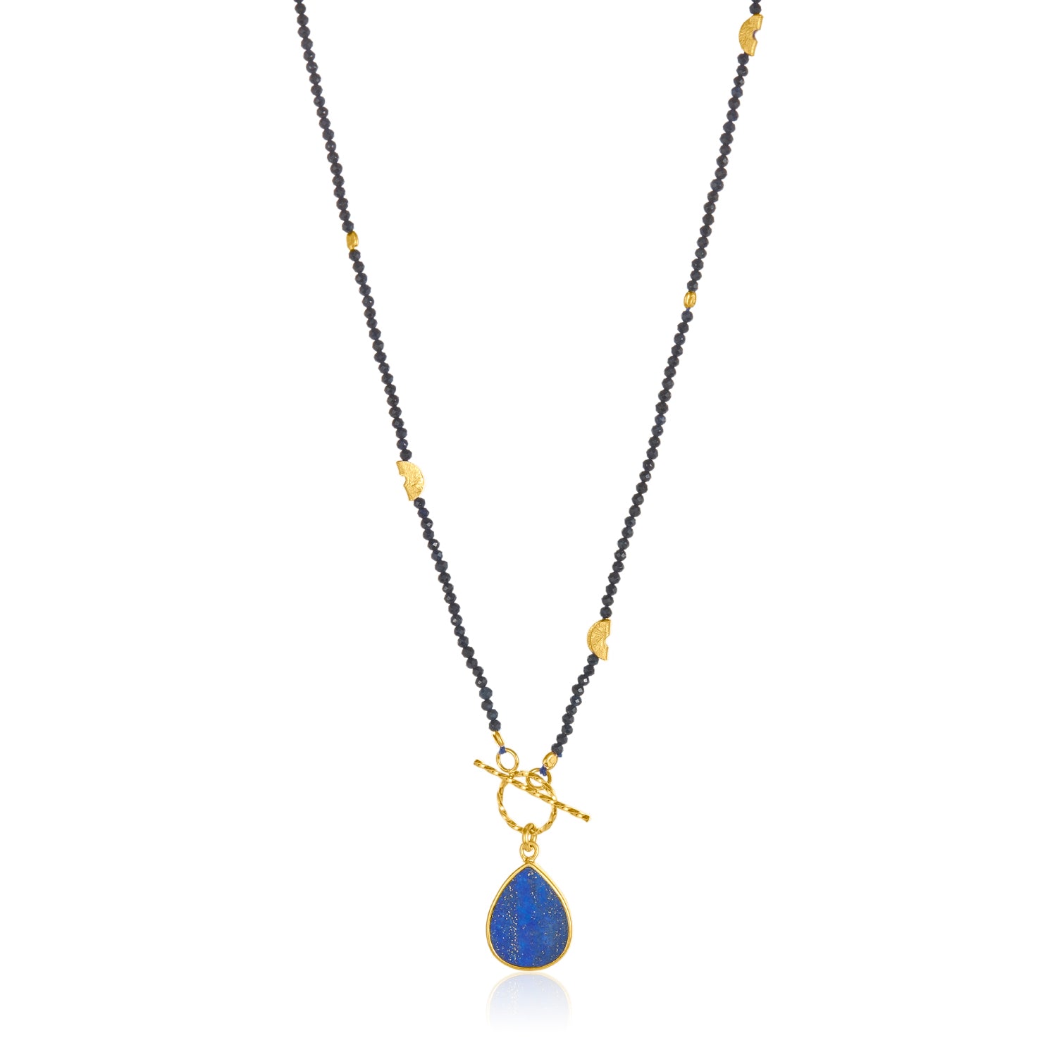 Lapis Half Moon Necklace with Toggle