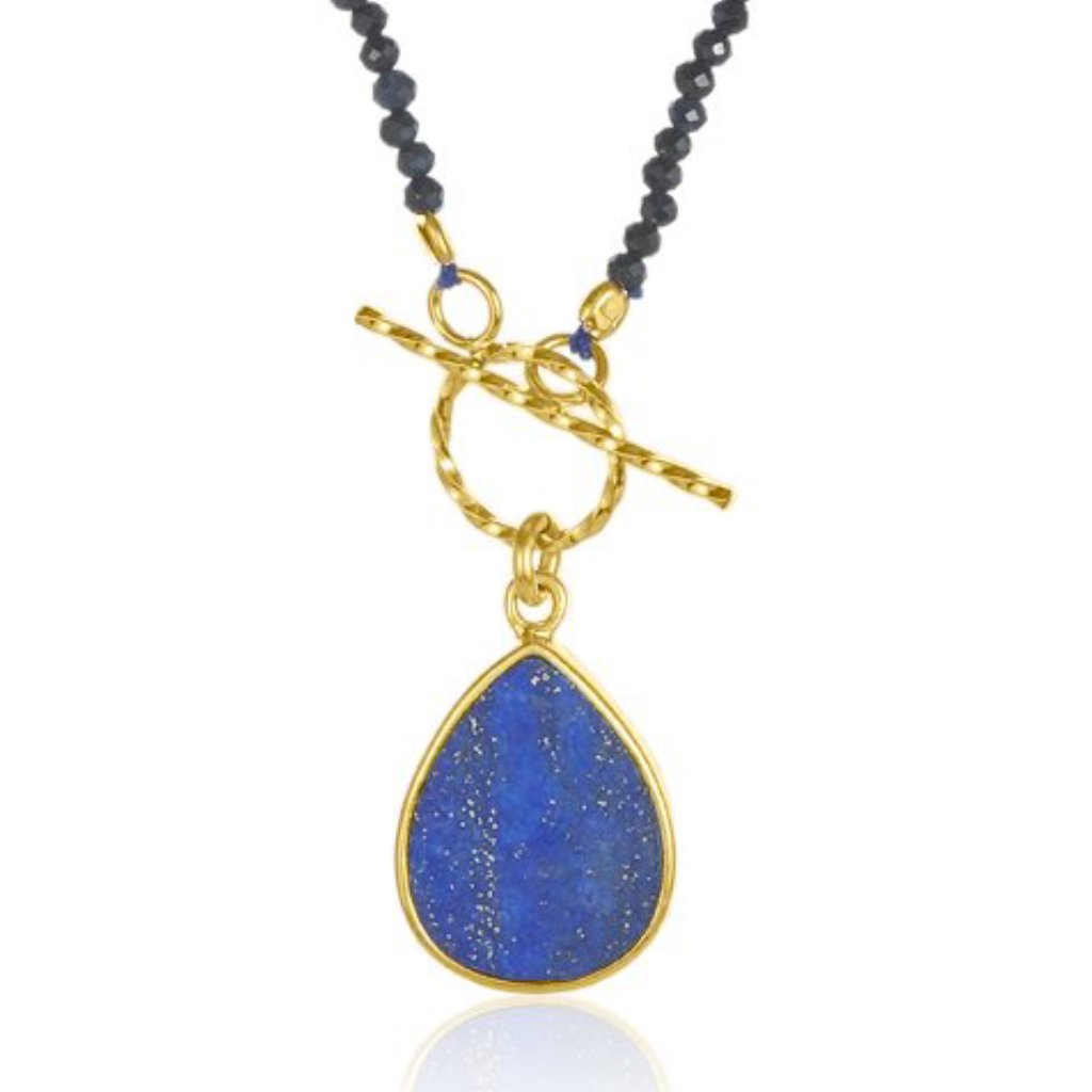 Lapis Half Moon Necklace with Toggle