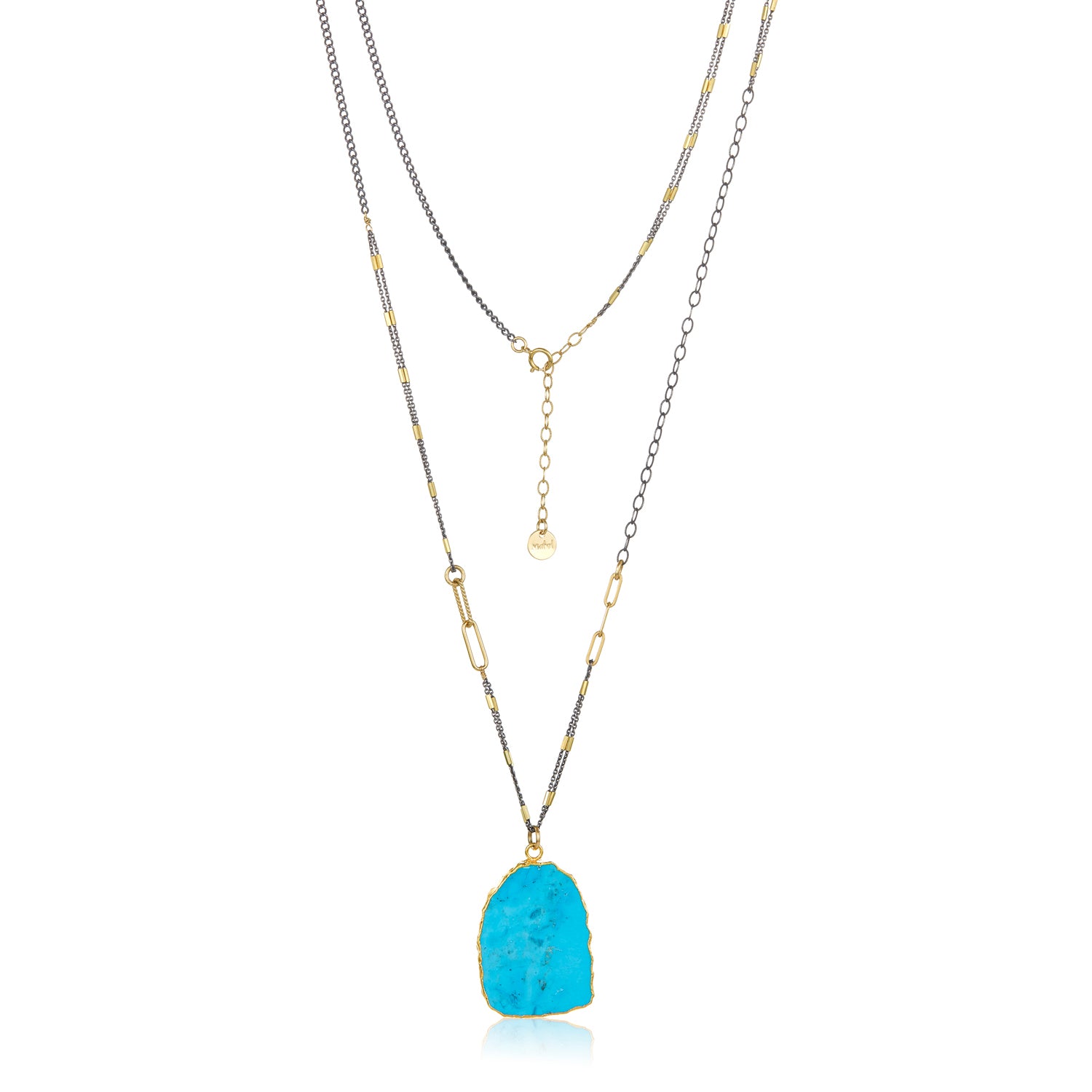 Agate Or Turquoise Slab Pendant Necklace