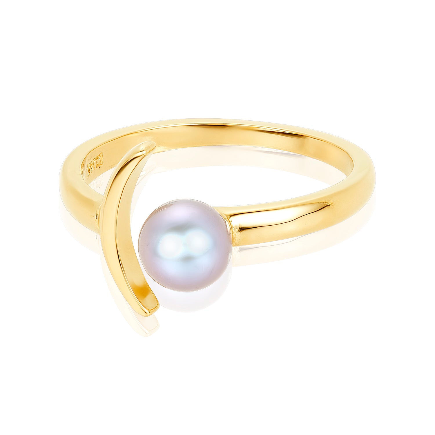 Crescent Moon Pearl Ring