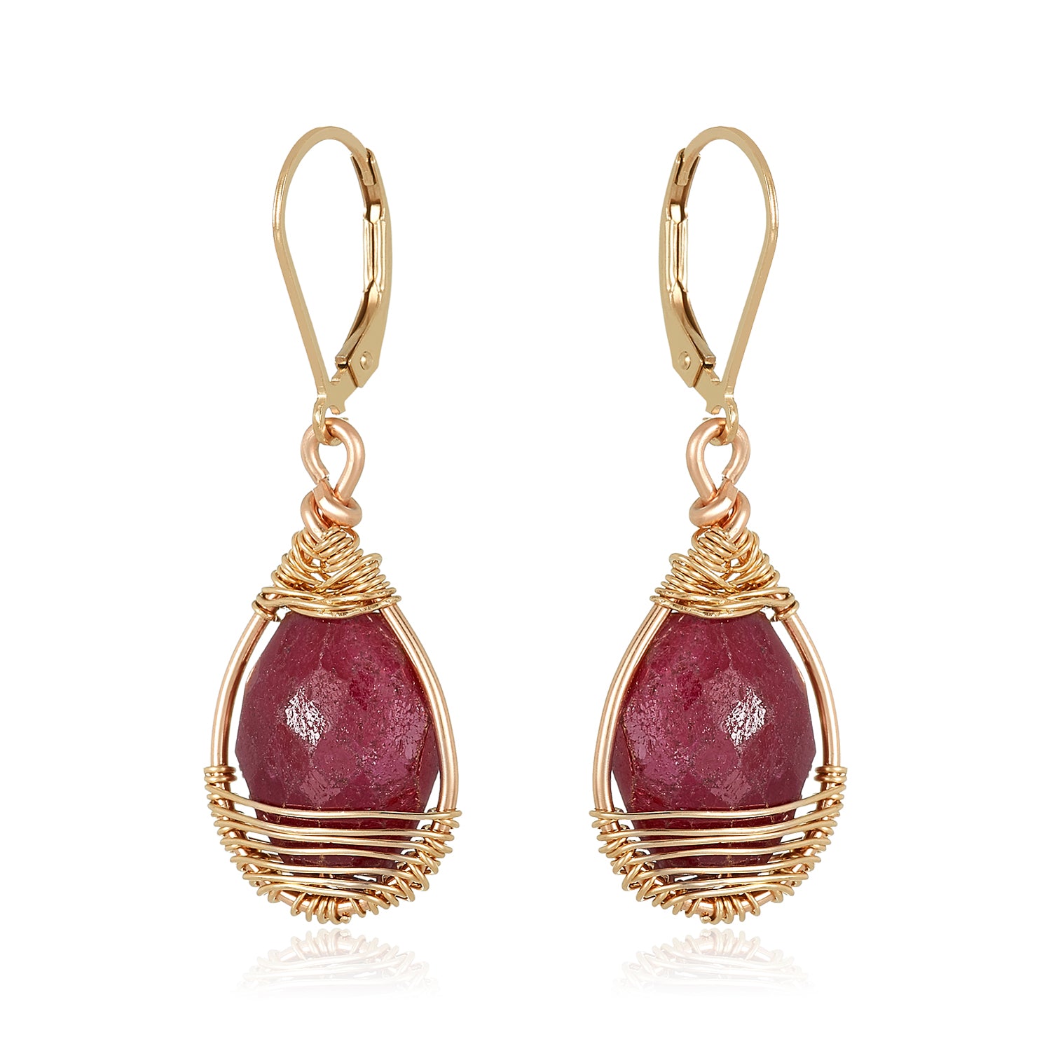 Melissa Ruby Wire Wrapped Earrings