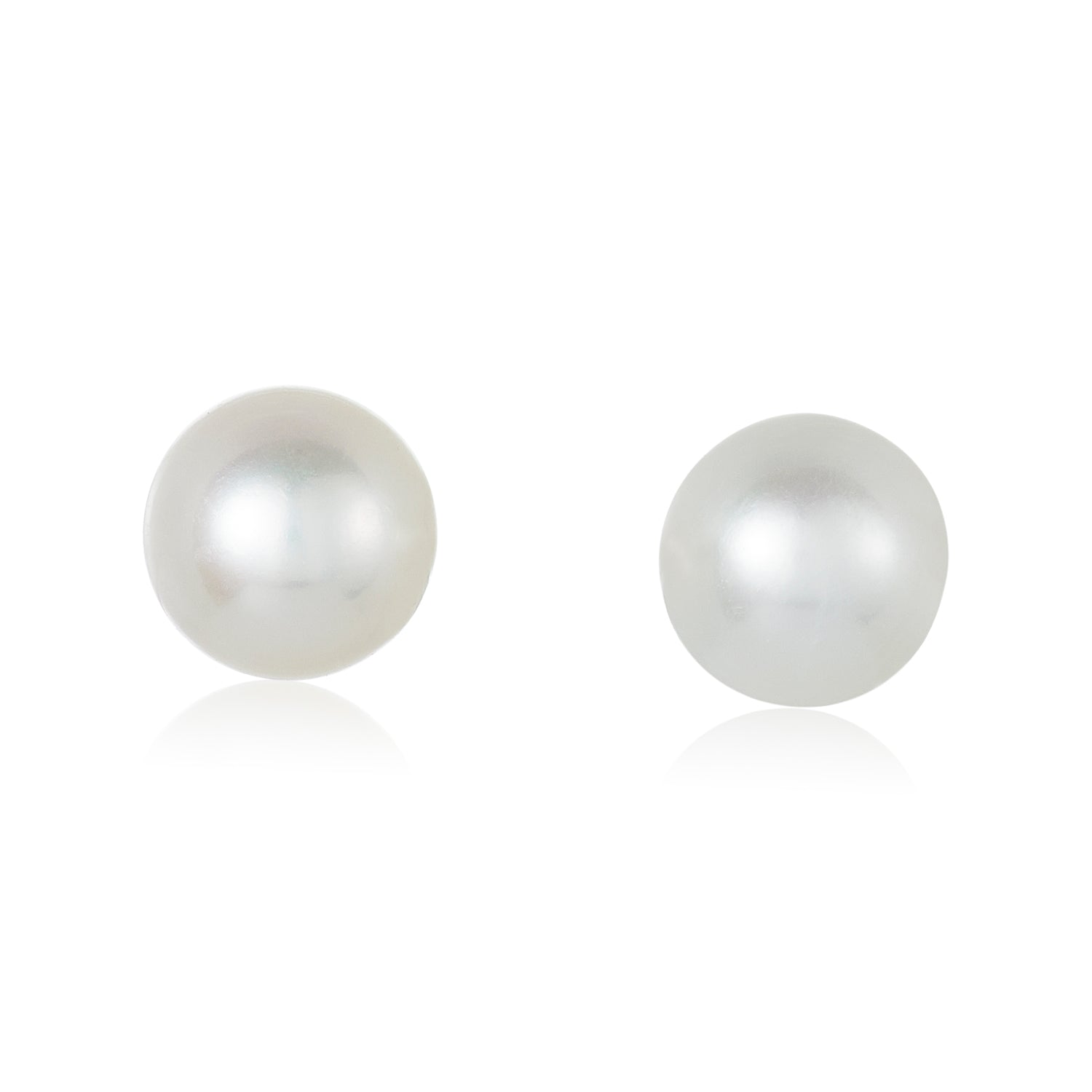Perfect Round Fresh Water Pearl Studs-14k