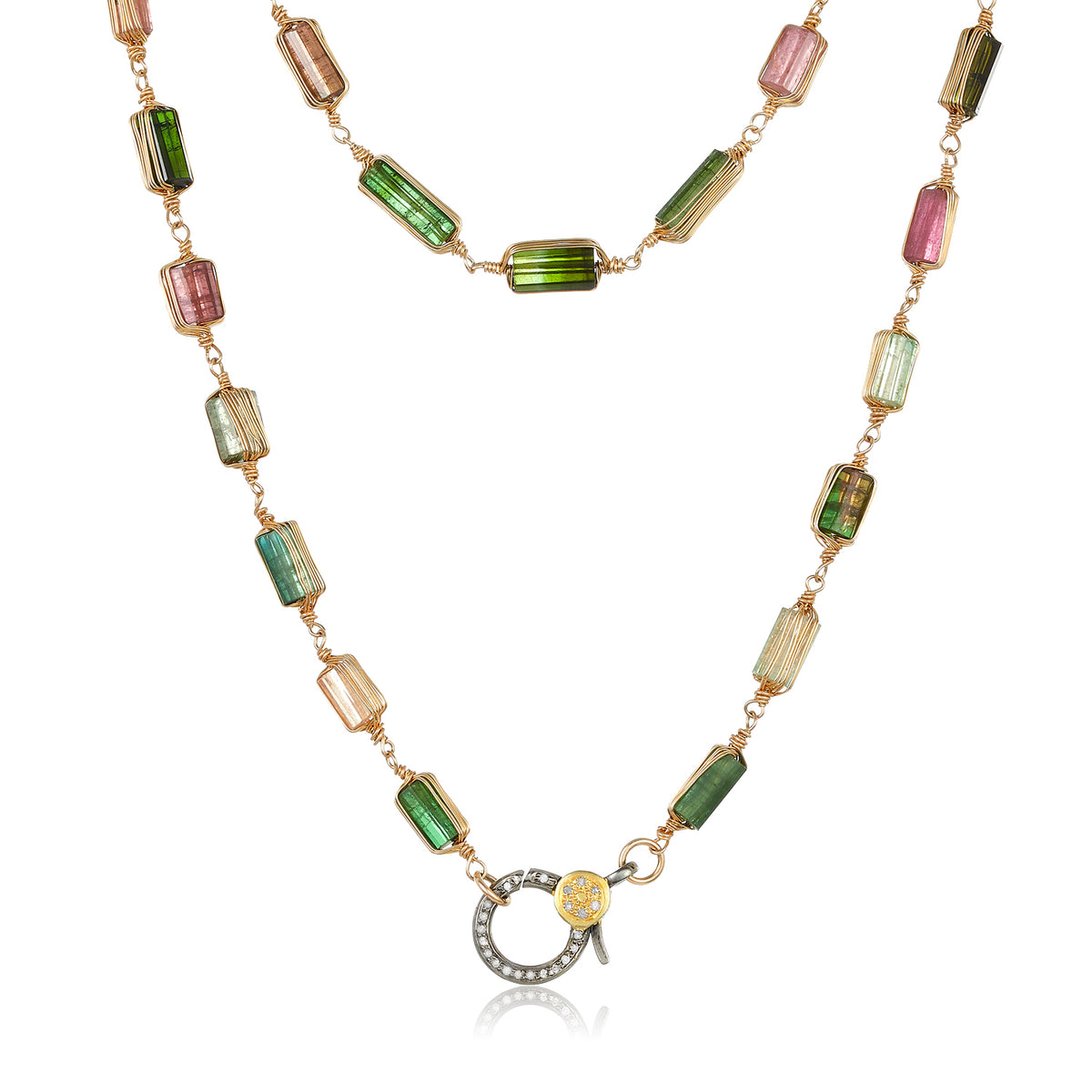 Mabel Chong Ombre Emerald Diamond Lock Necklace