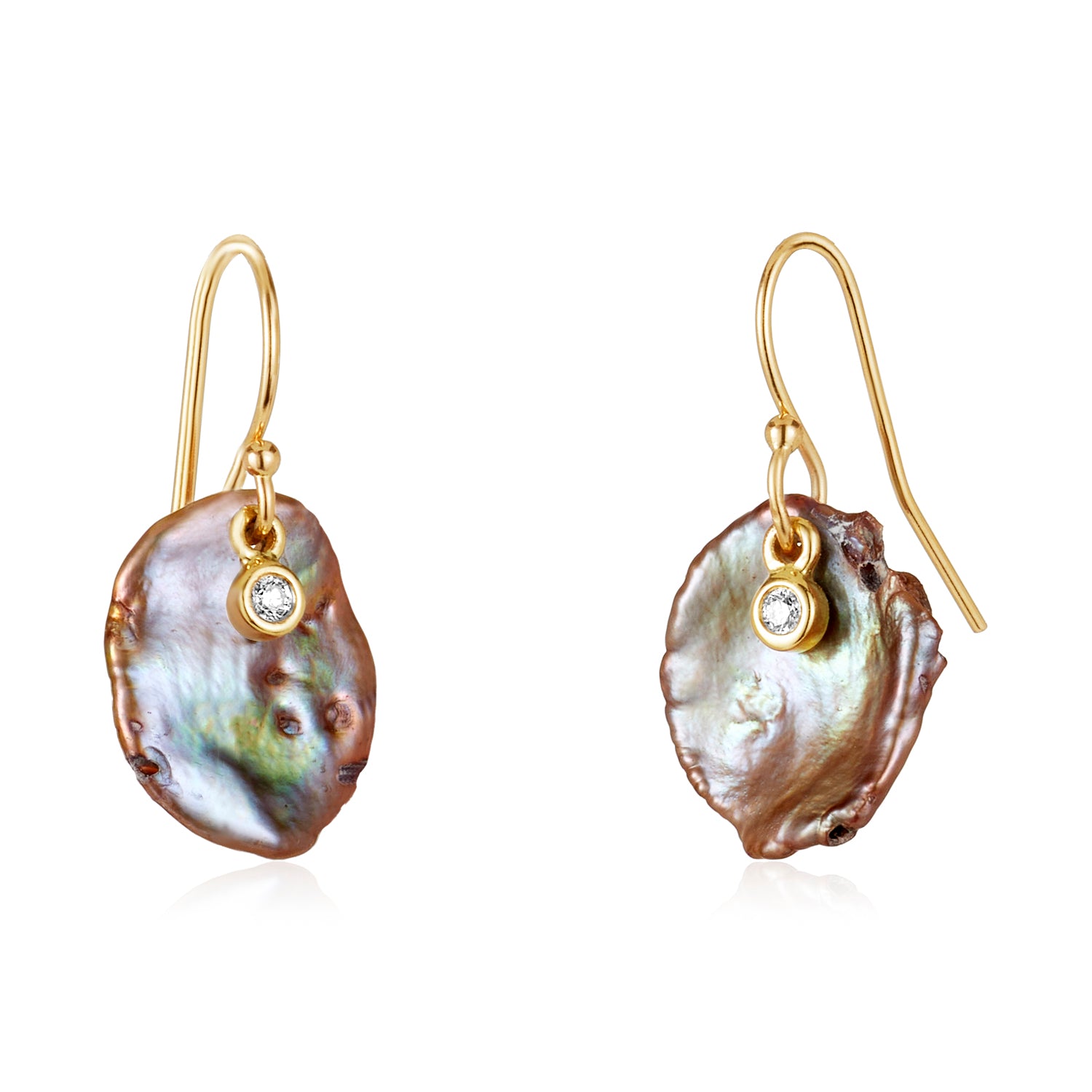 Champagne Keshi Diamond Earrings