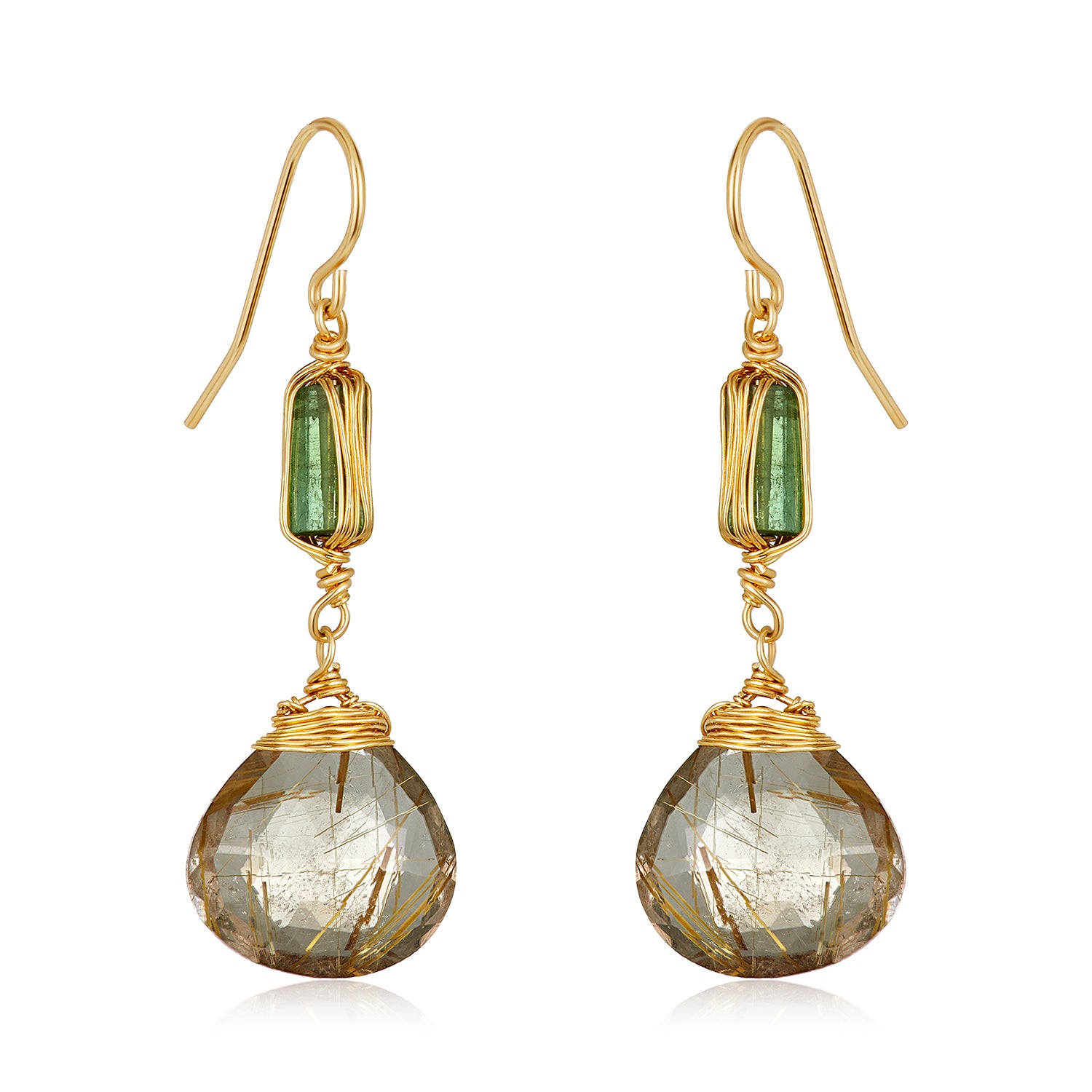 Tourmaline Wired Gem Drop Earrings