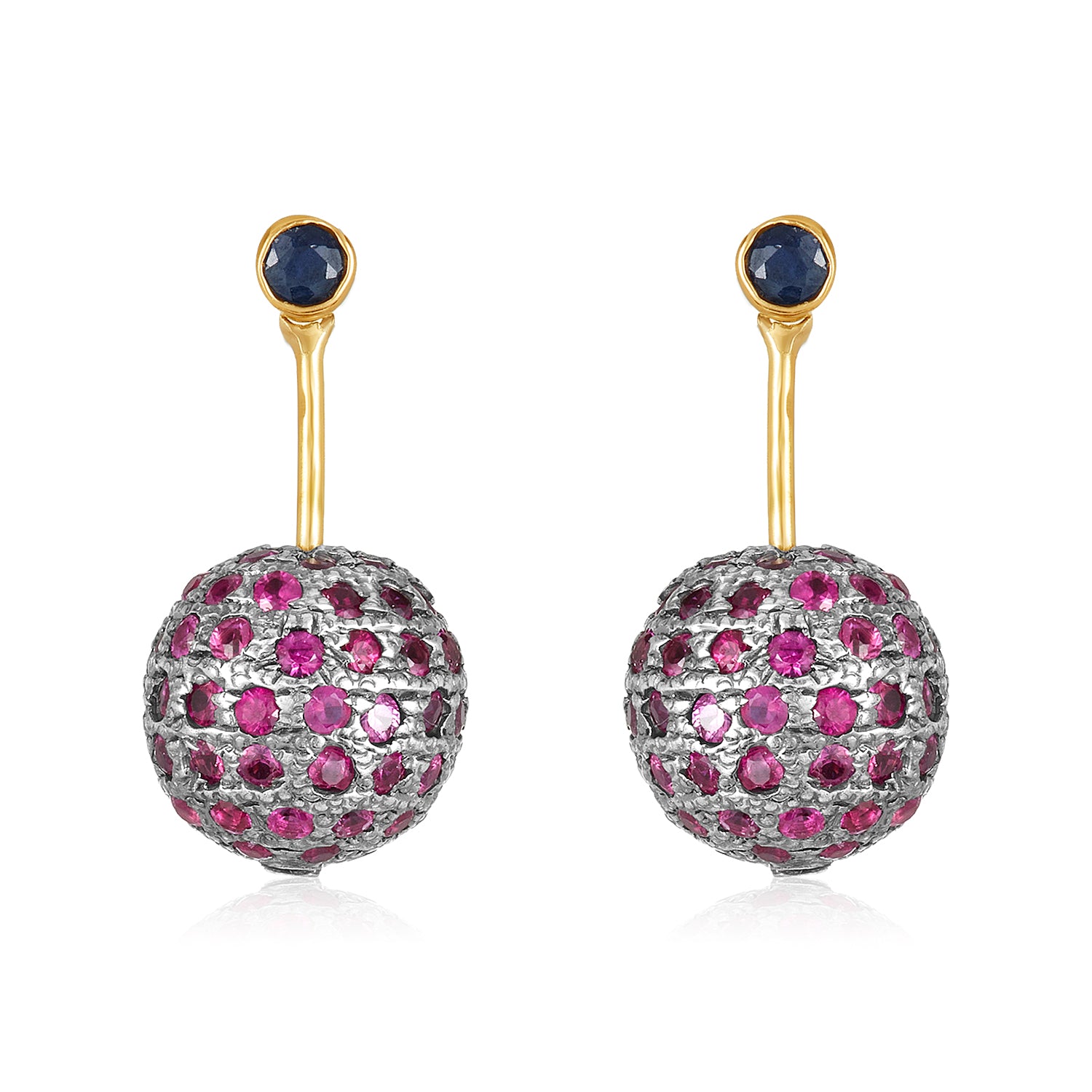 Mona Ruby Disco Ball Earrings
