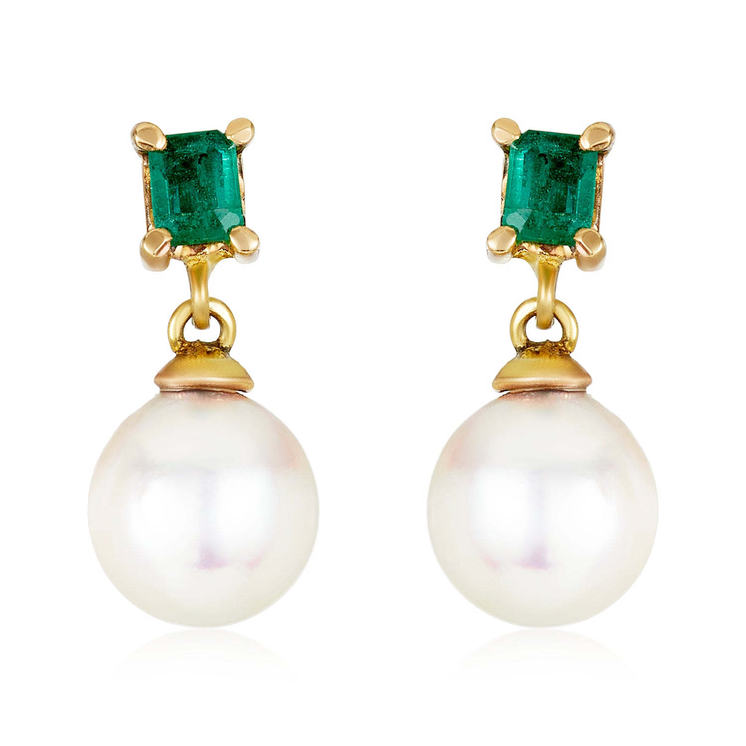 Emerald Pearl Drop Earrings