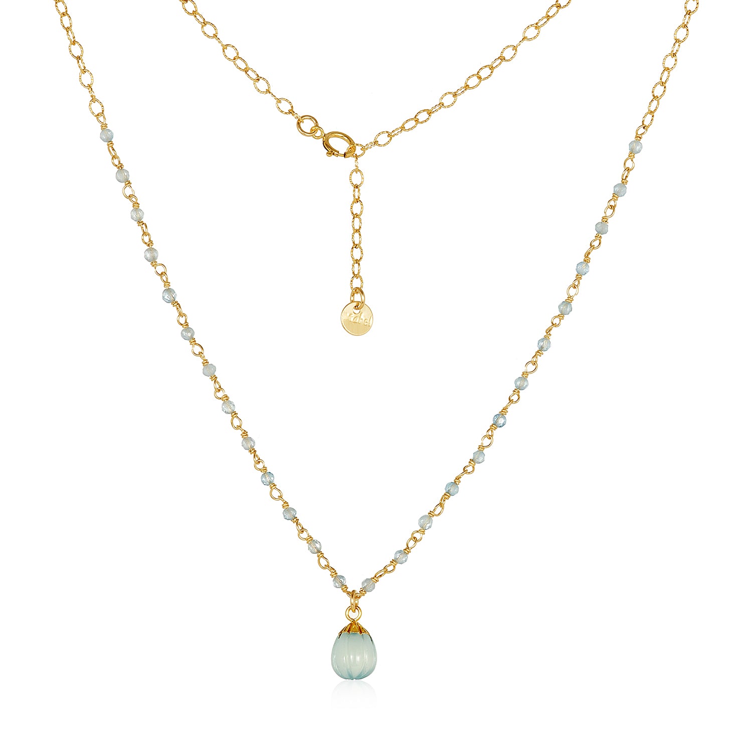 Mini Aqua Necklace with Chalcedony Pendant