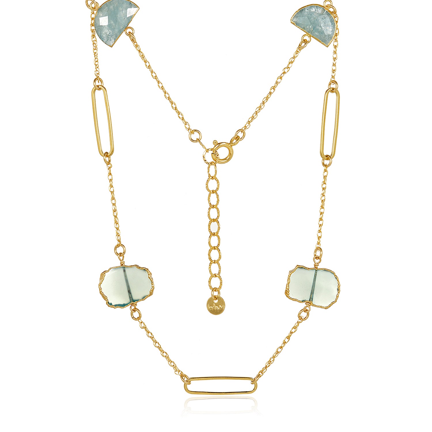 Chalcedony Aqua Paperclip Short Necklace
