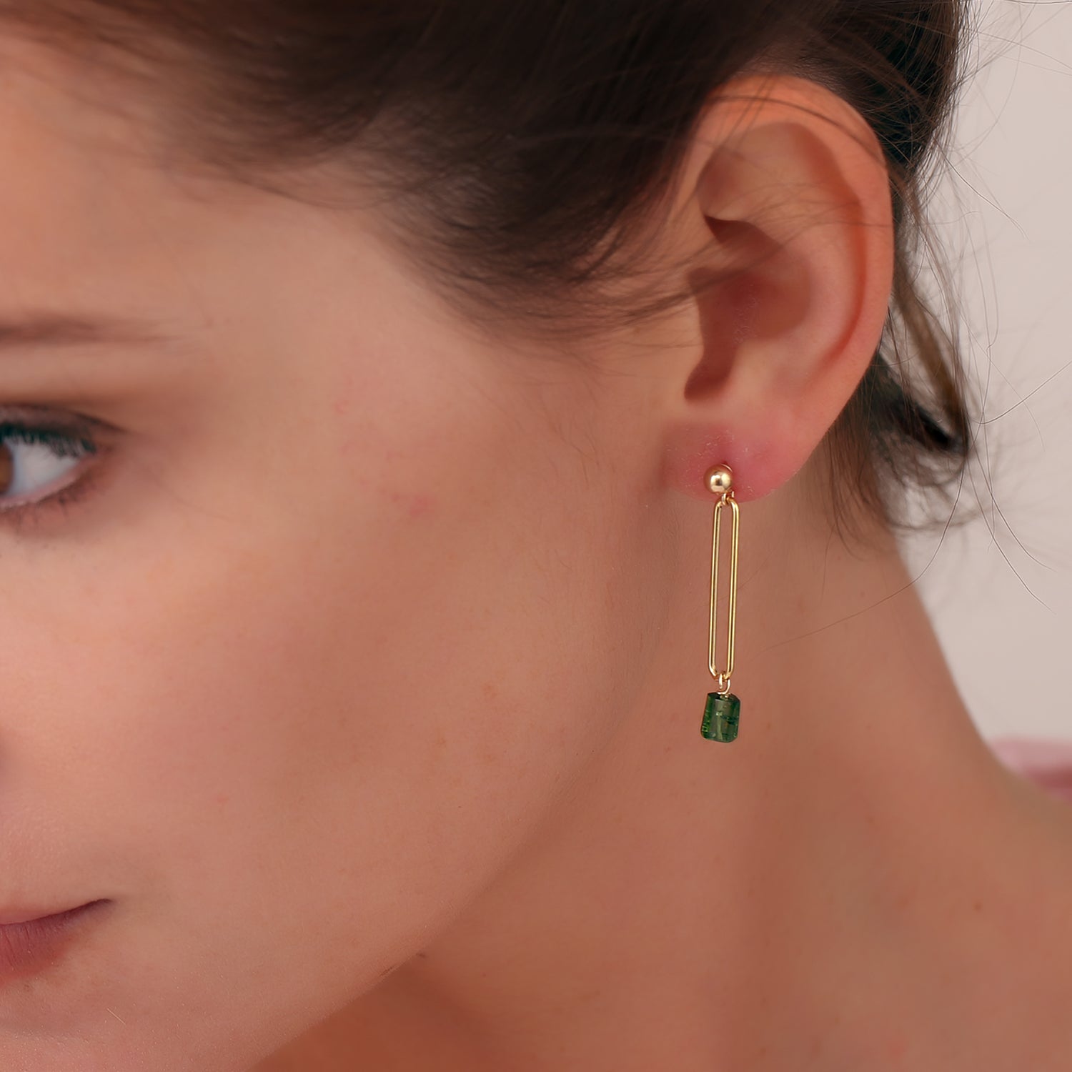 Gem Drop Paperclip Earrings