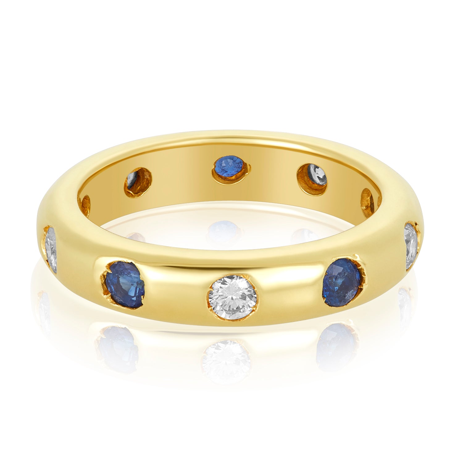 Sapphire Lab Grown Diamond Sectioned Ring In 14K