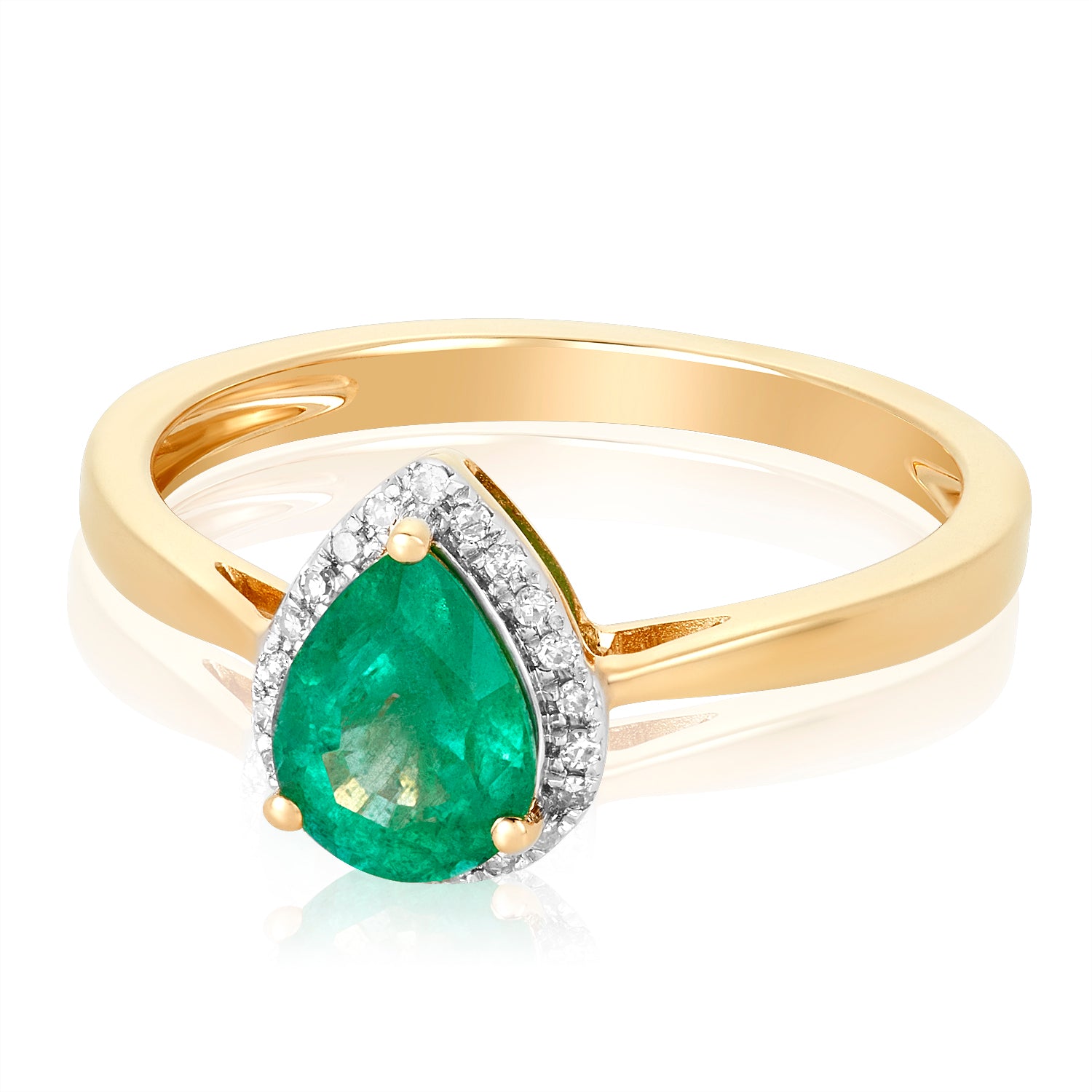 Pear shaped Emerald Diamond Ring