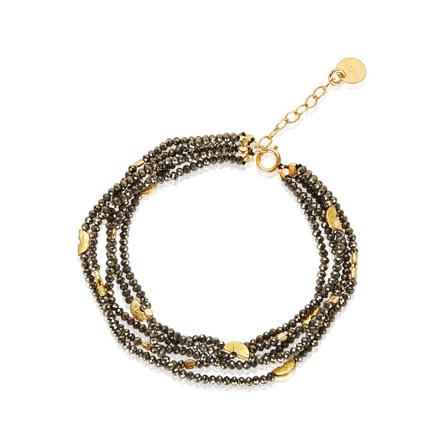 Half Moon Multi-Strand Bracelet- Pyrite