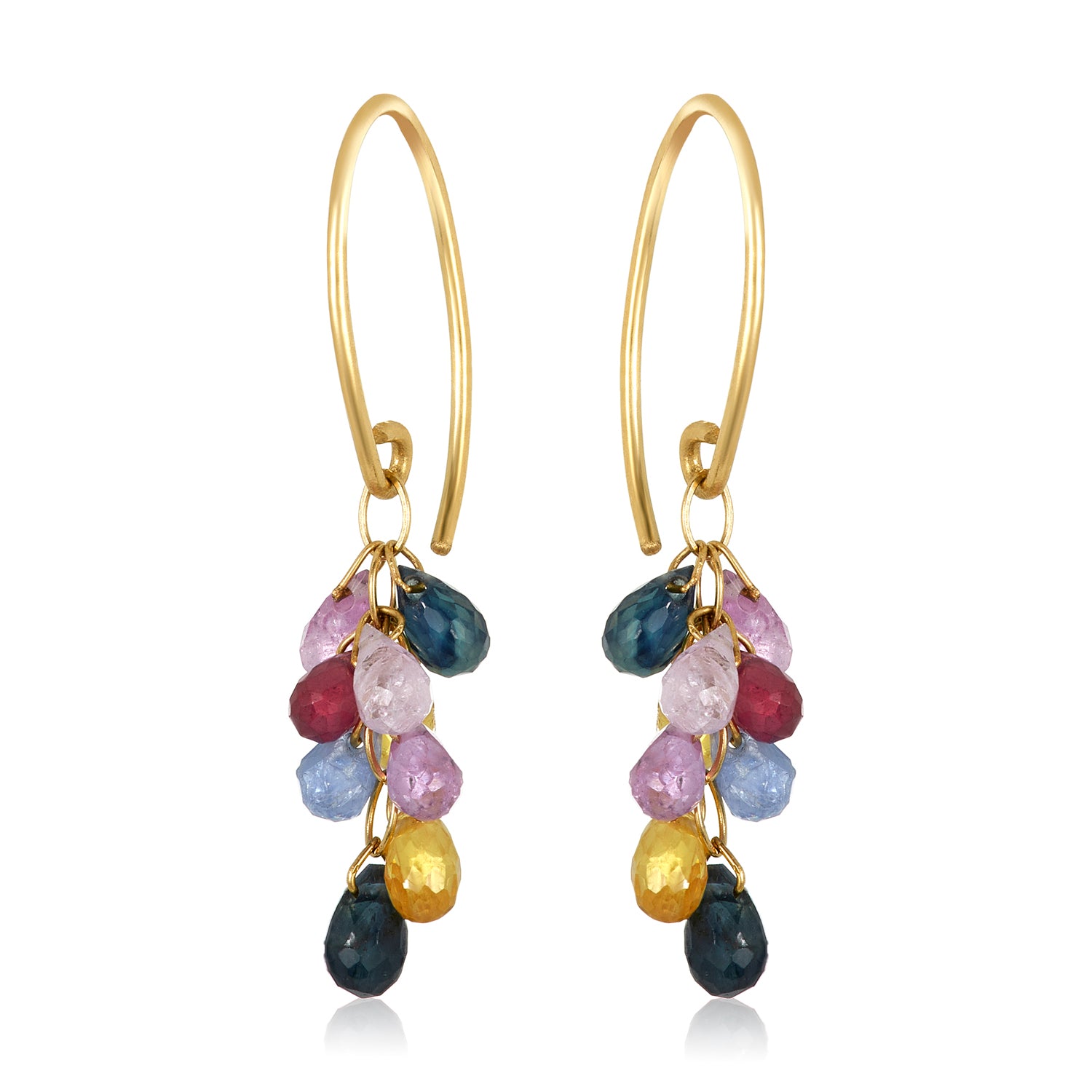 Rainbow Teardrop  Earrings in 14k