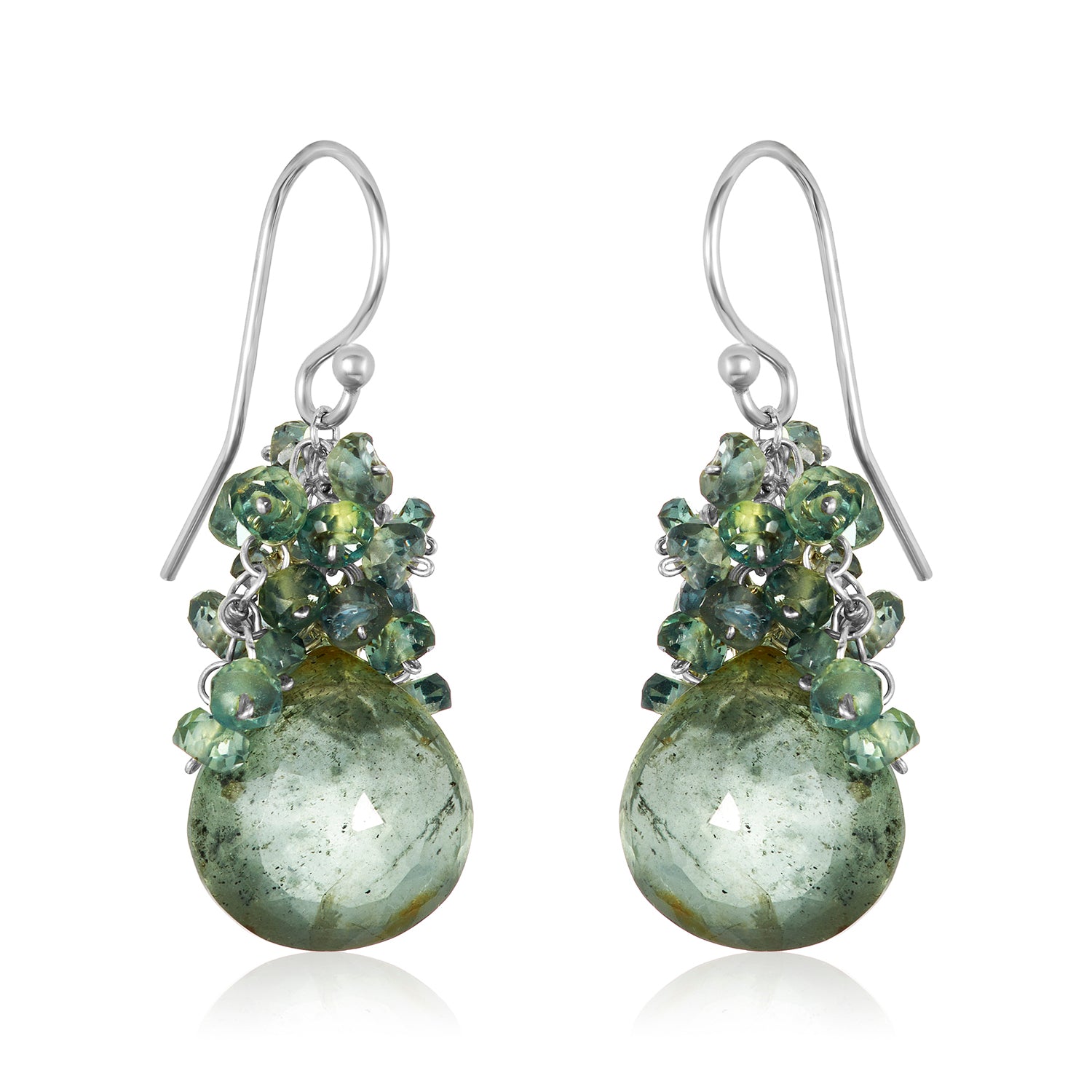 Moss Aquamarine Cluster Earrings