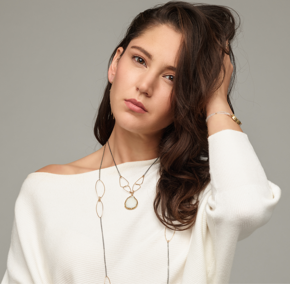 Golden Links Druzy Necklace - Main Image