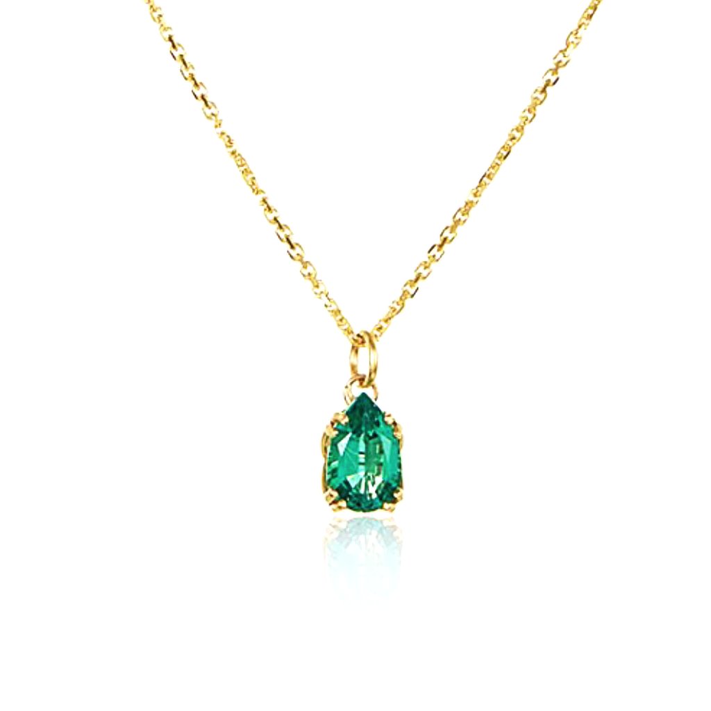 Petite Emerald Teardrop Pendant Necklace