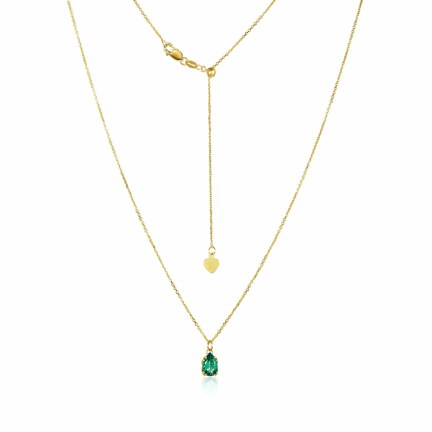 Petite Emerald Teardrop Pendant Necklace