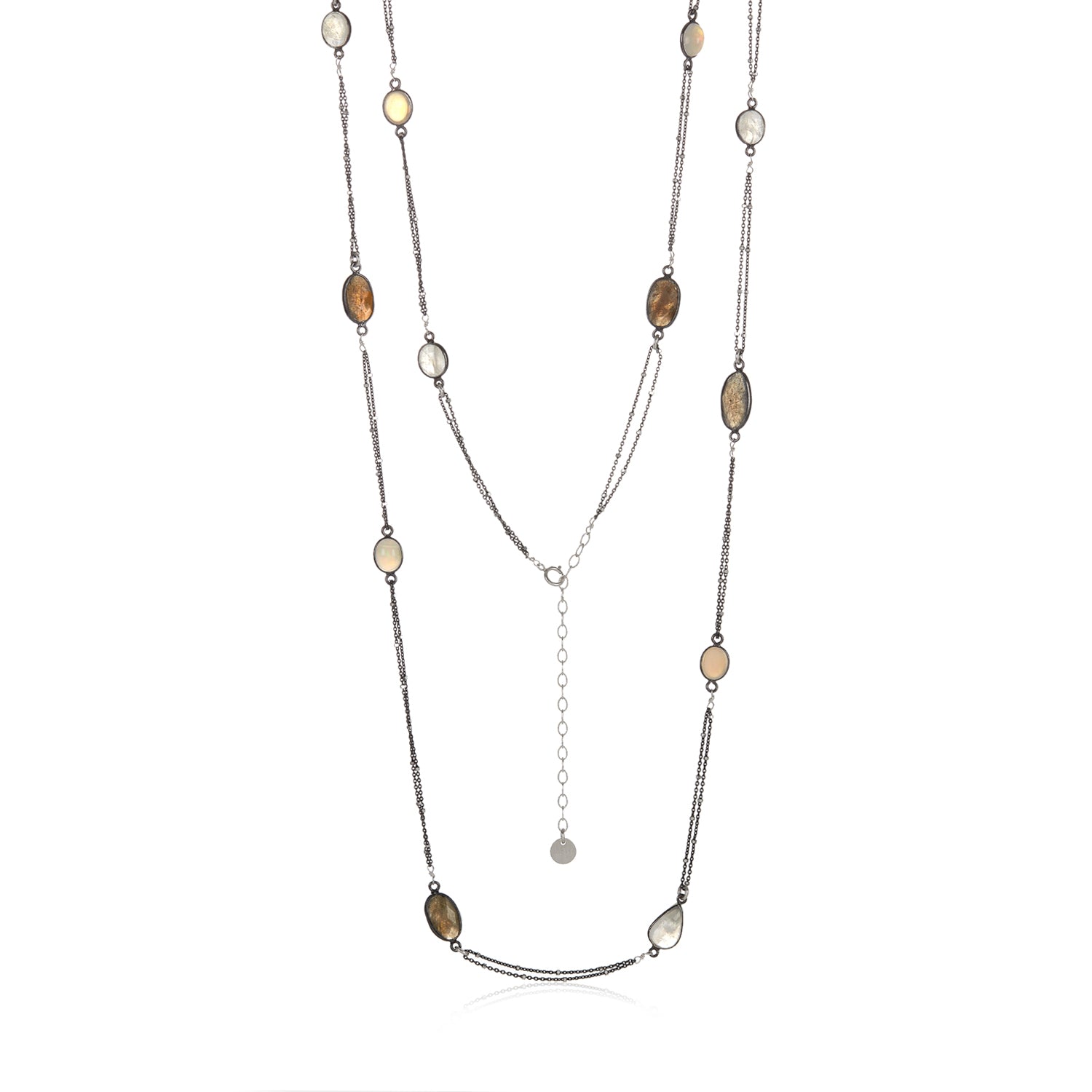 Mixed Moonstone Long Necklace