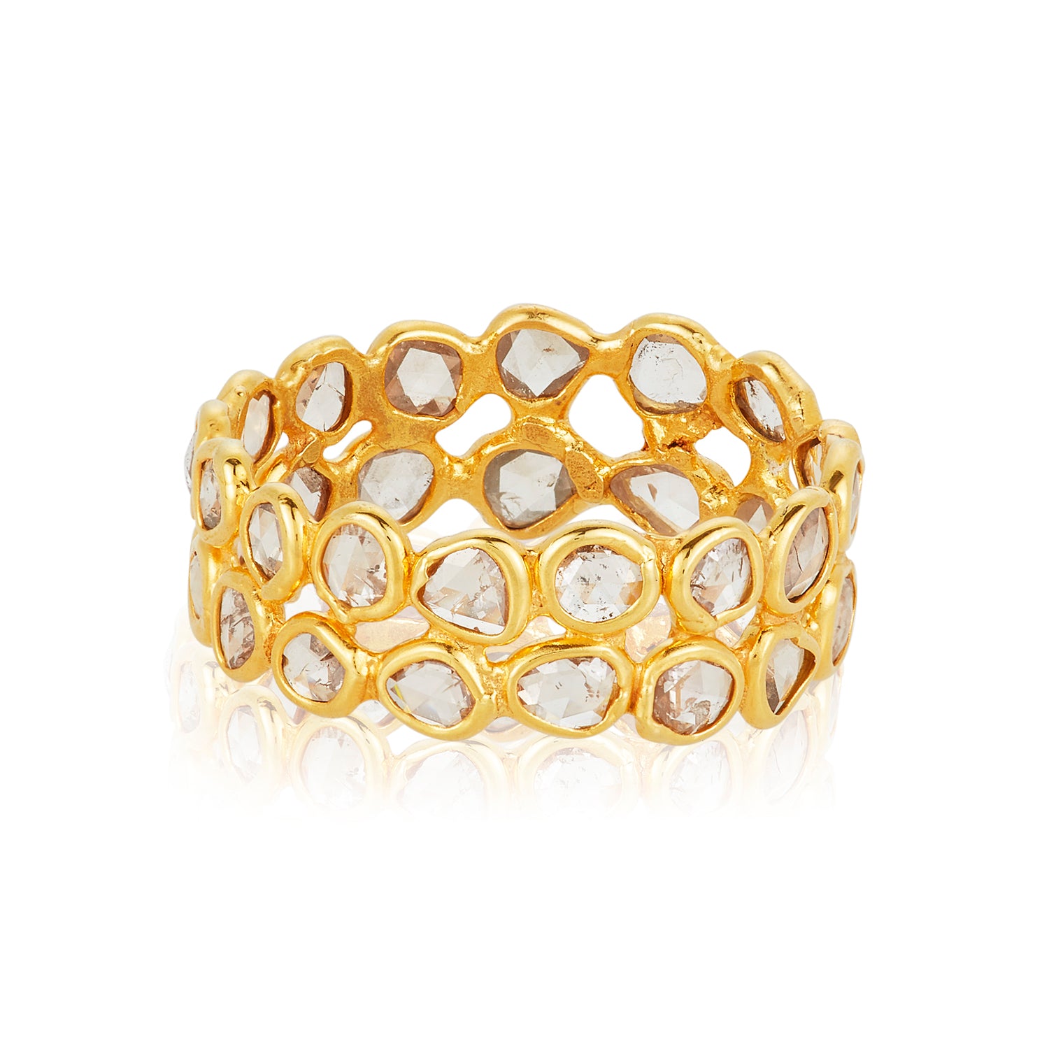 Double Row Diamond Slice Ring