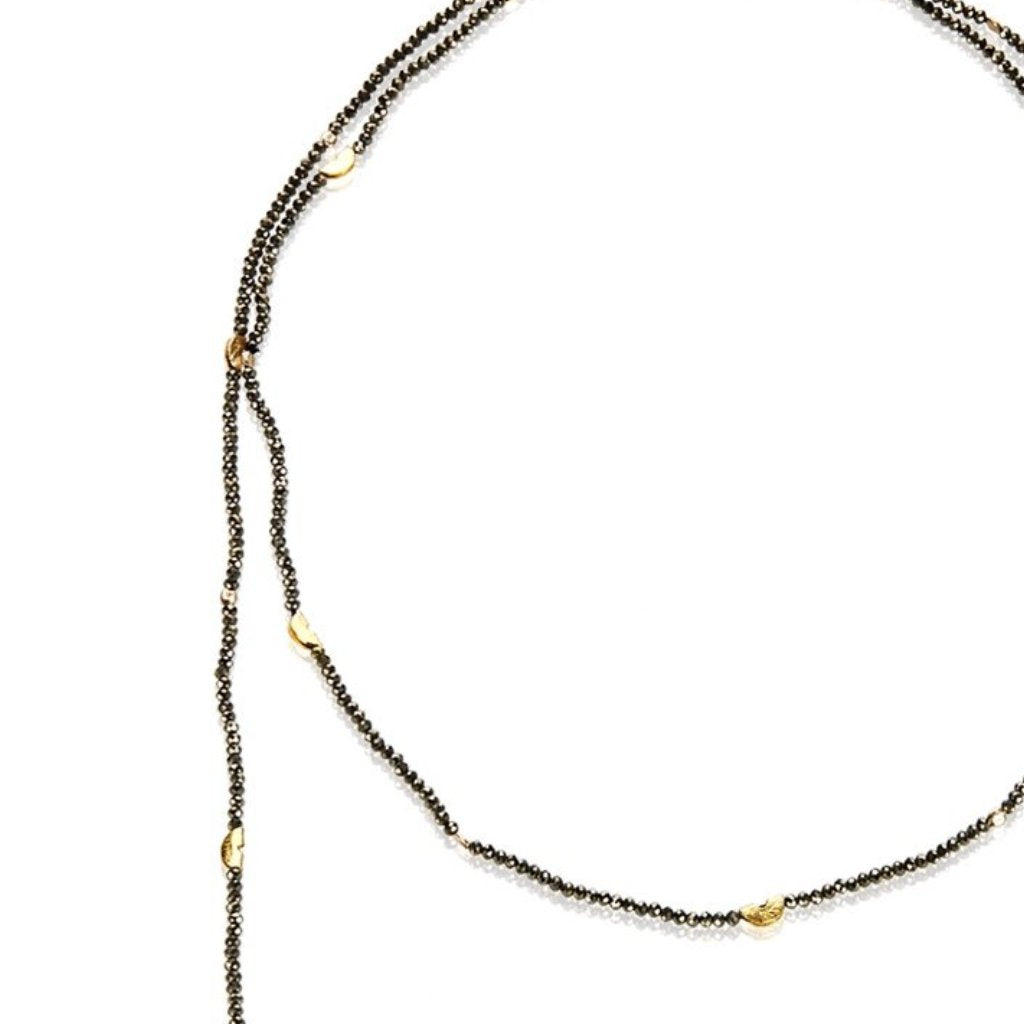 Half Moon Necklace Pyrite Necklace -Medium