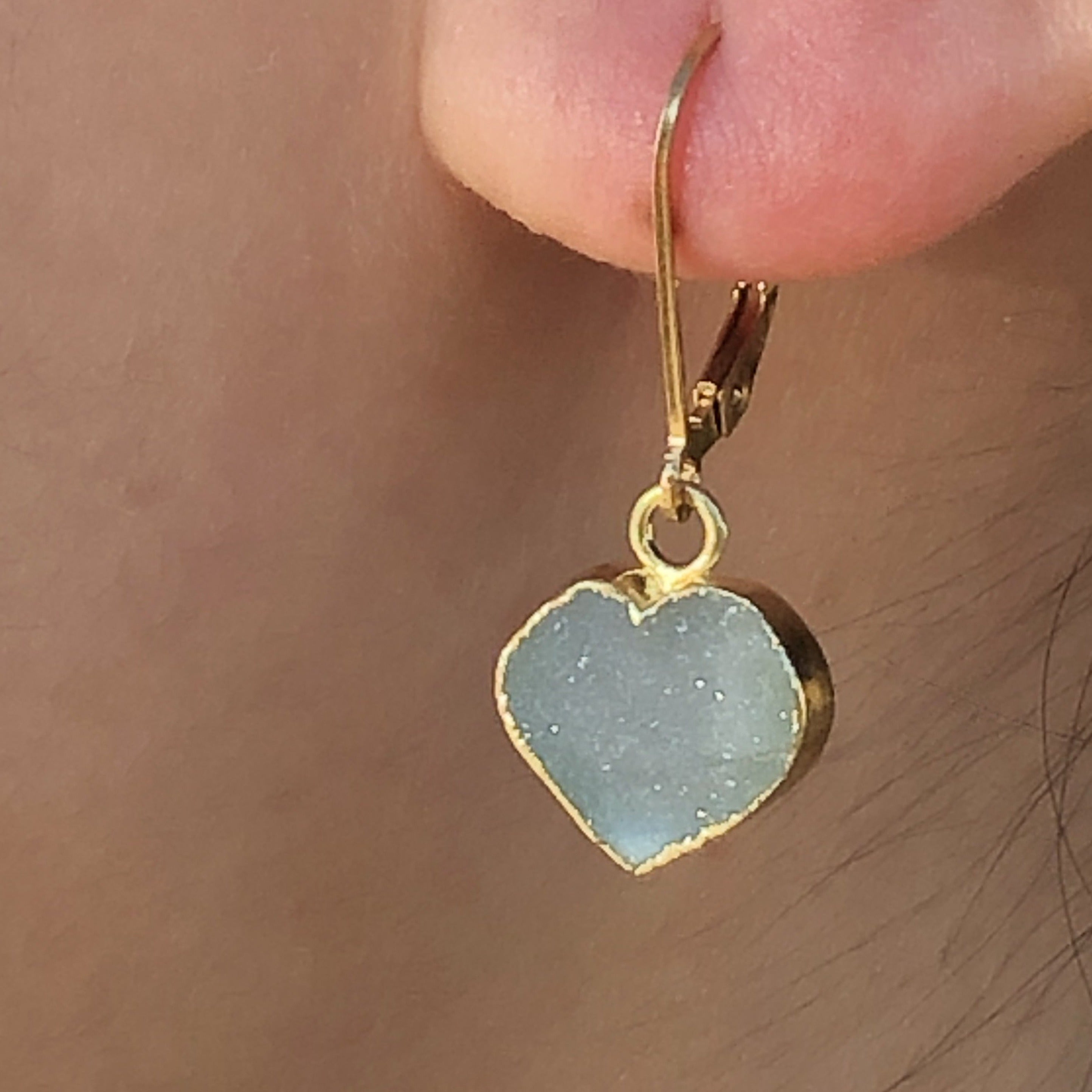 Druzy Heart Earrings