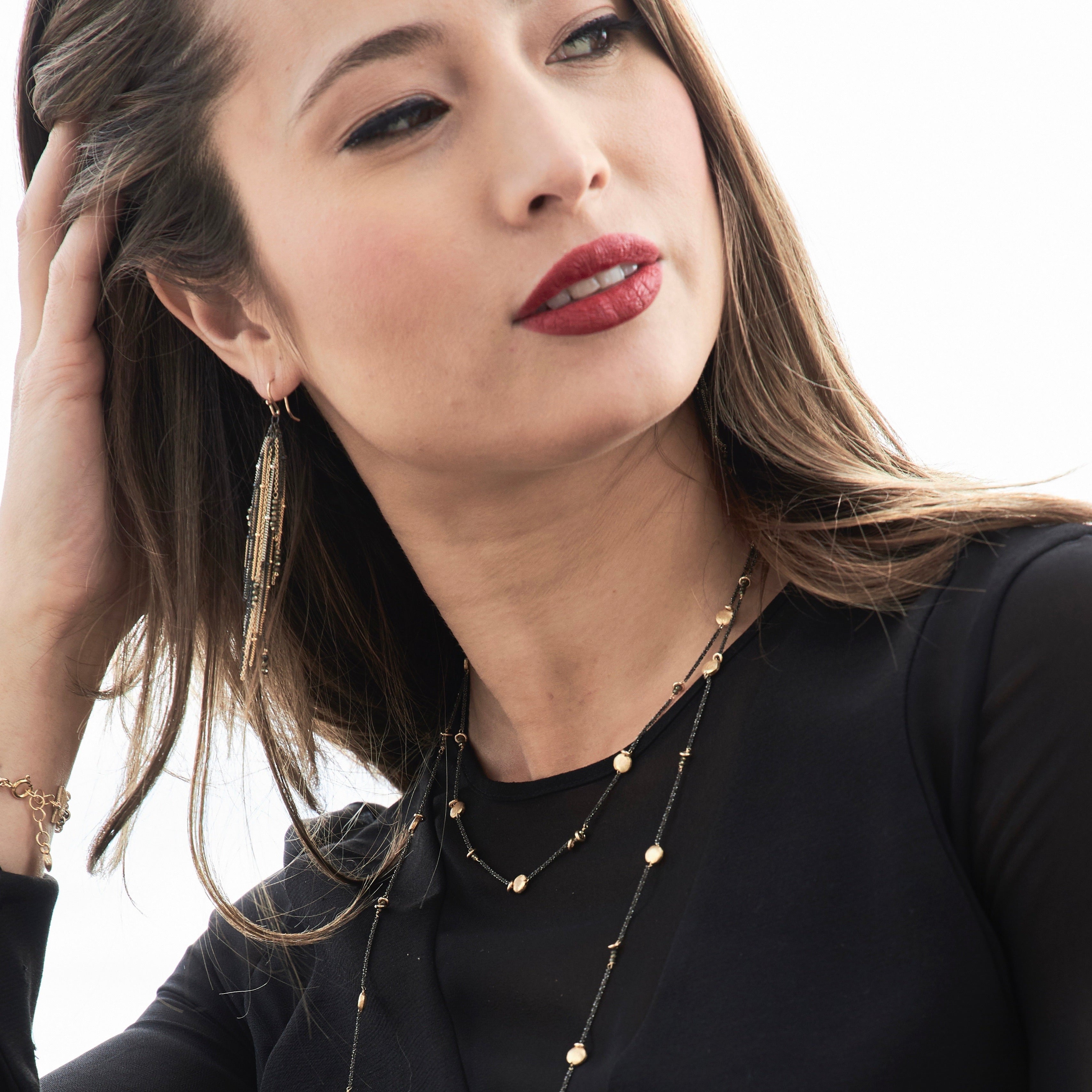 Half Moon Eclipse Pyrite Or Turquoise Necklace - Short