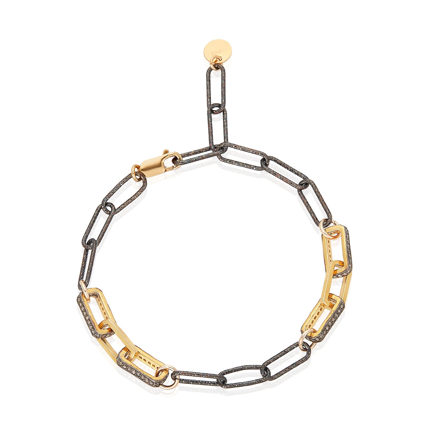 Diamond Paperclip Link Silver Bracelet