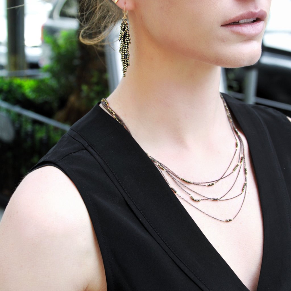 Multi Strand Necklace II Pyrite